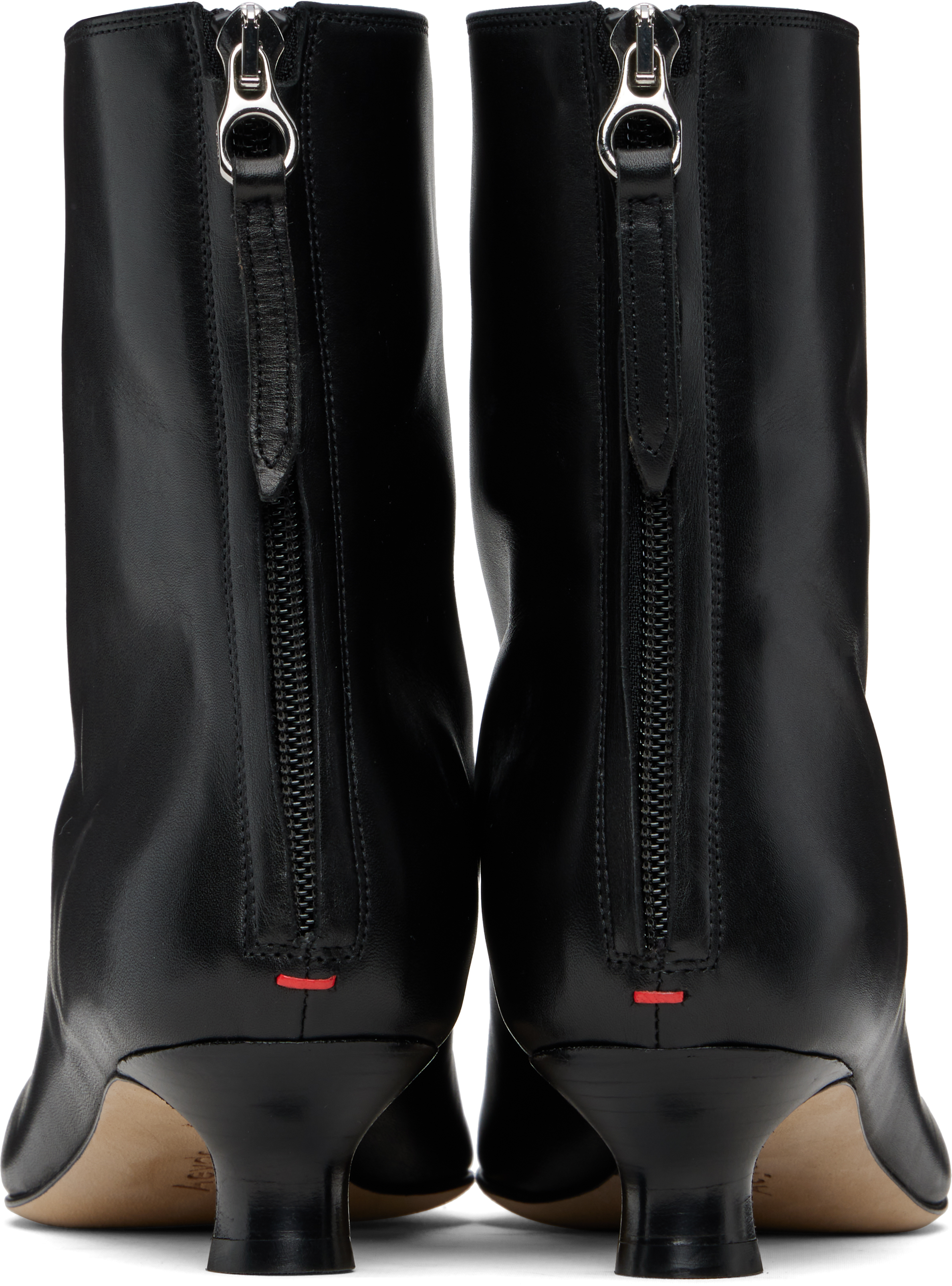Aeyde Pointed Toe Kitten Heel Ankle Boots In Black