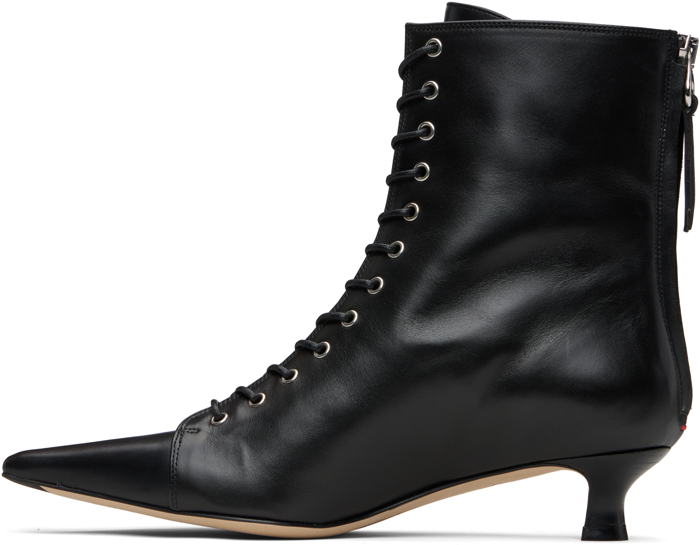 Aeyde Pointed Toe Kitten Heel Ankle Boots In Black