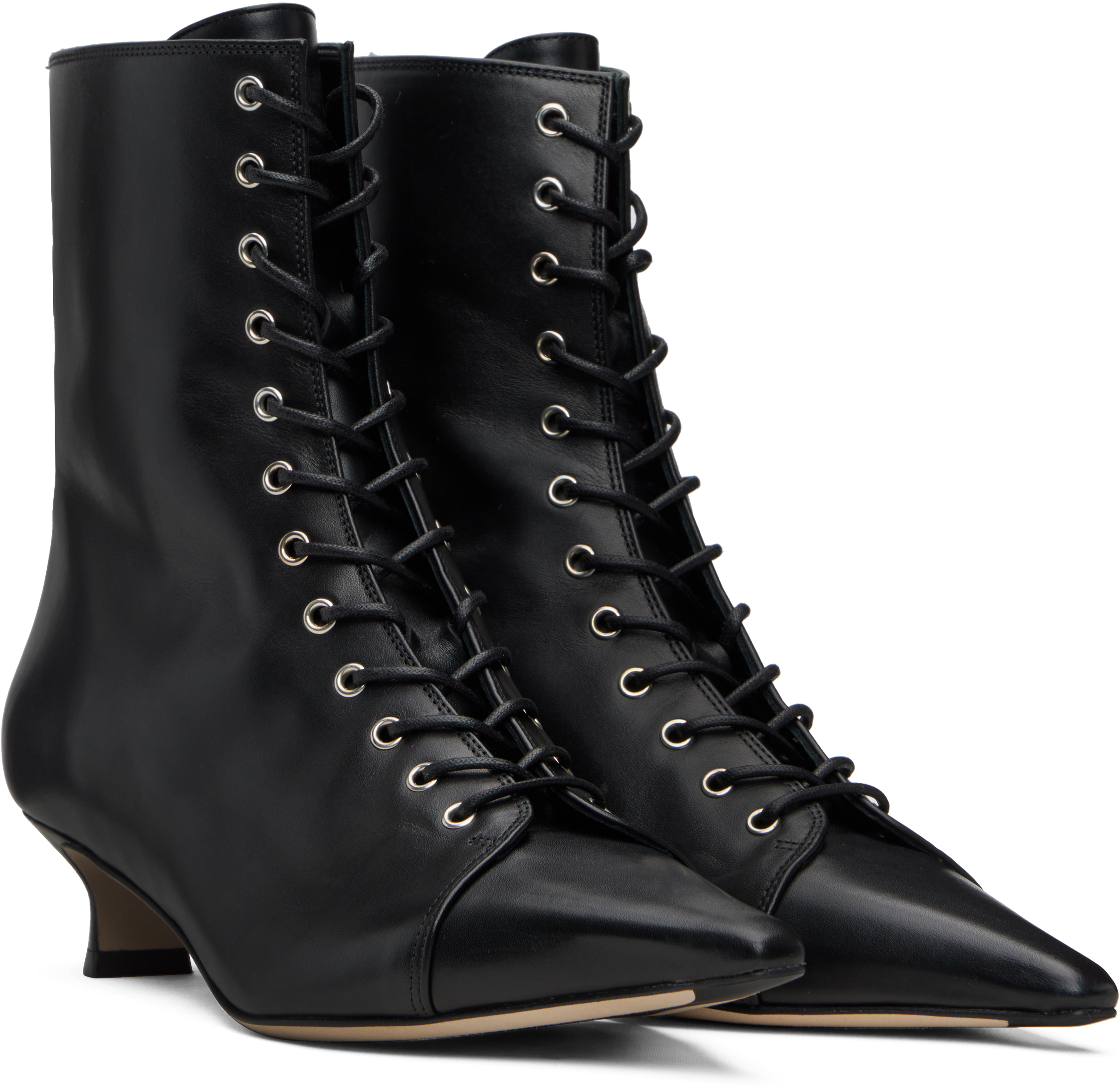 Aeyde Pointed Toe Kitten Heel Ankle Boots In Black
