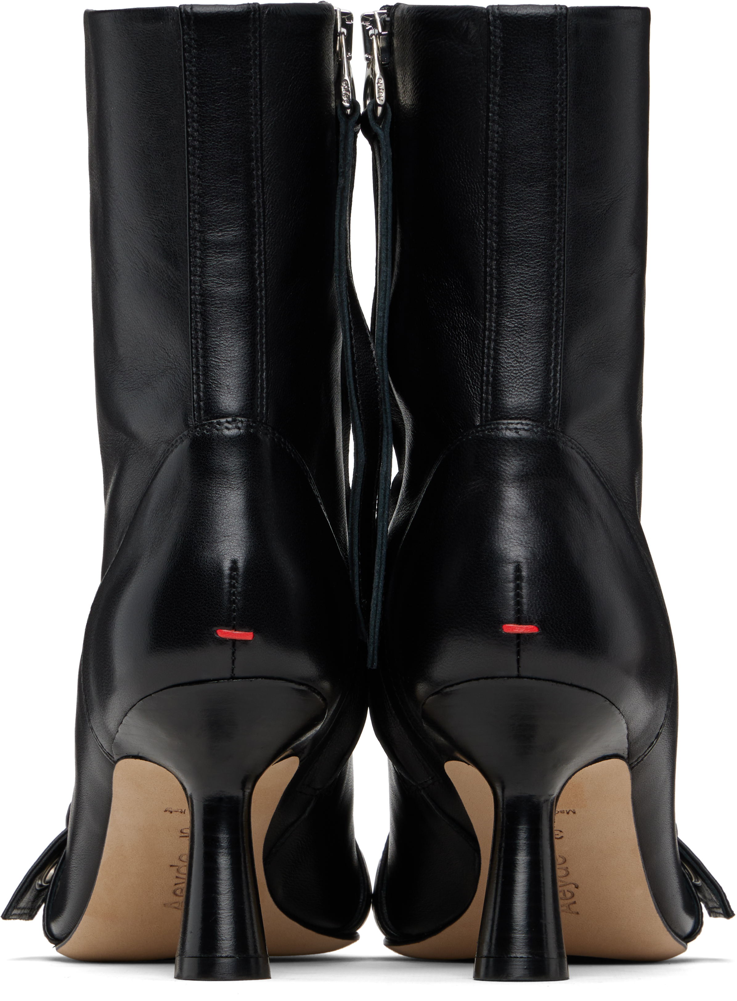Aeyde Halima Buckled Leather Boots In Black