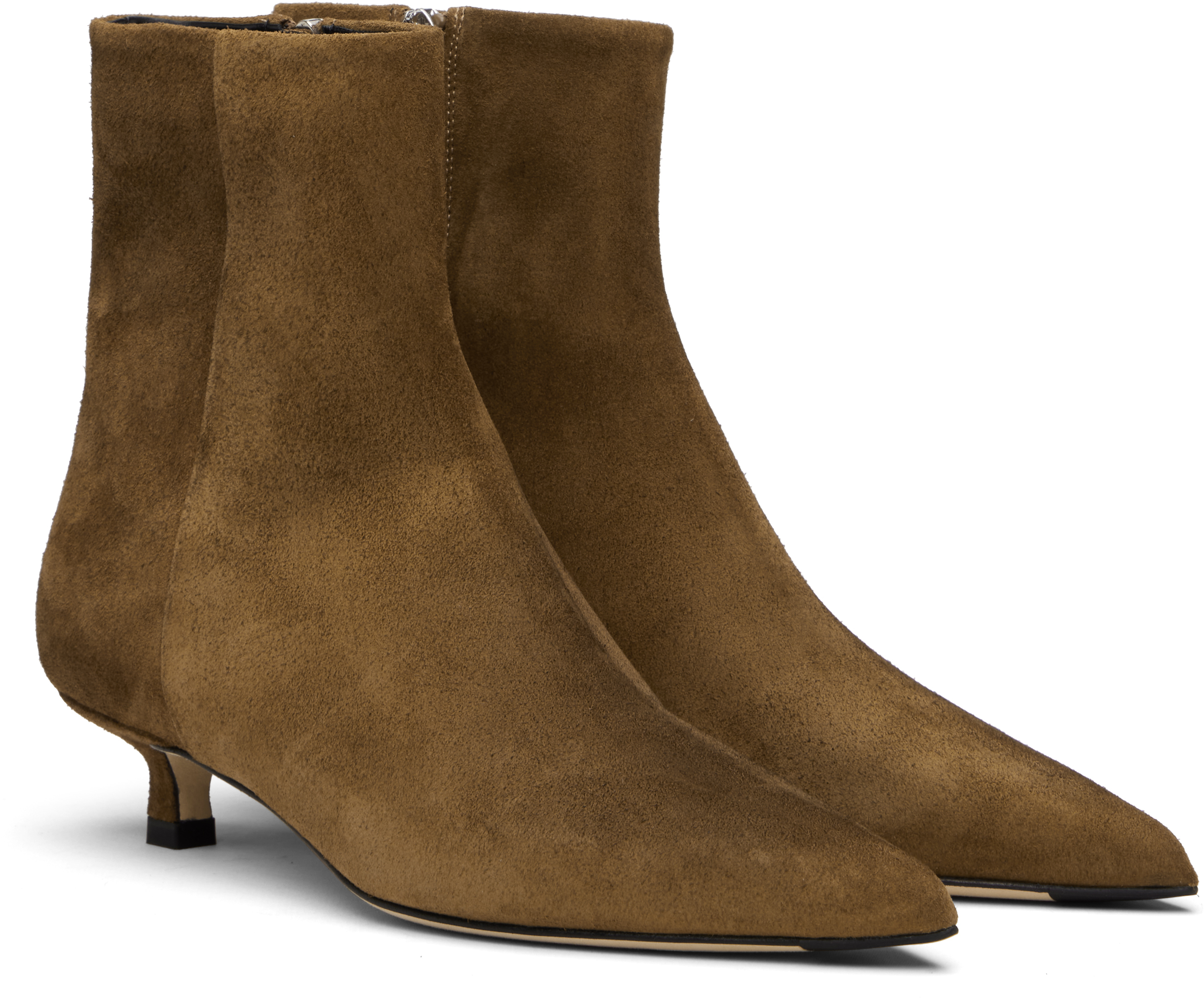 Aeyde Pointed-toe Kitten-heel Boots In Brown