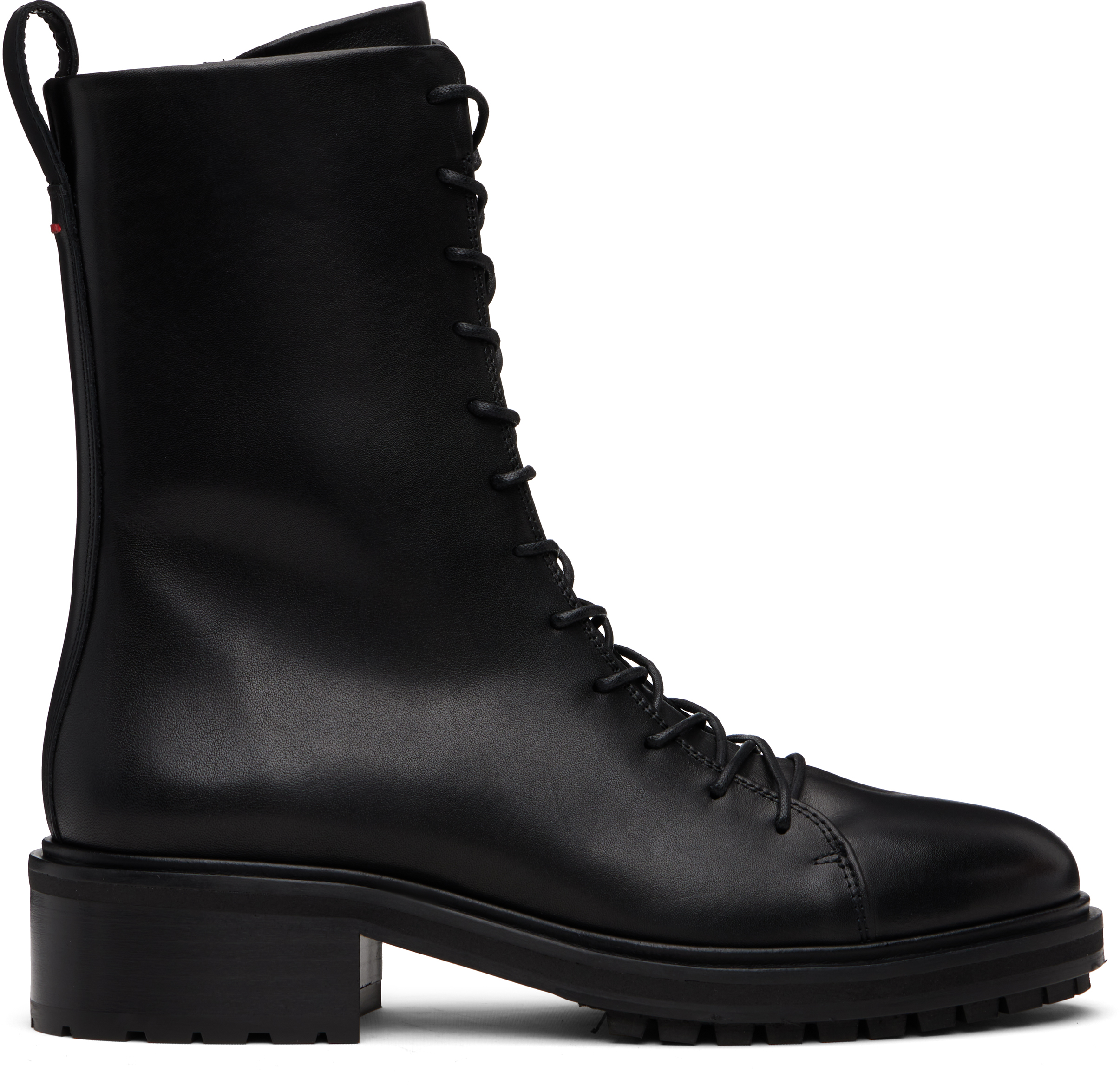 Aeyde Black Isa Leather Lace-up Ankle Boots In Black