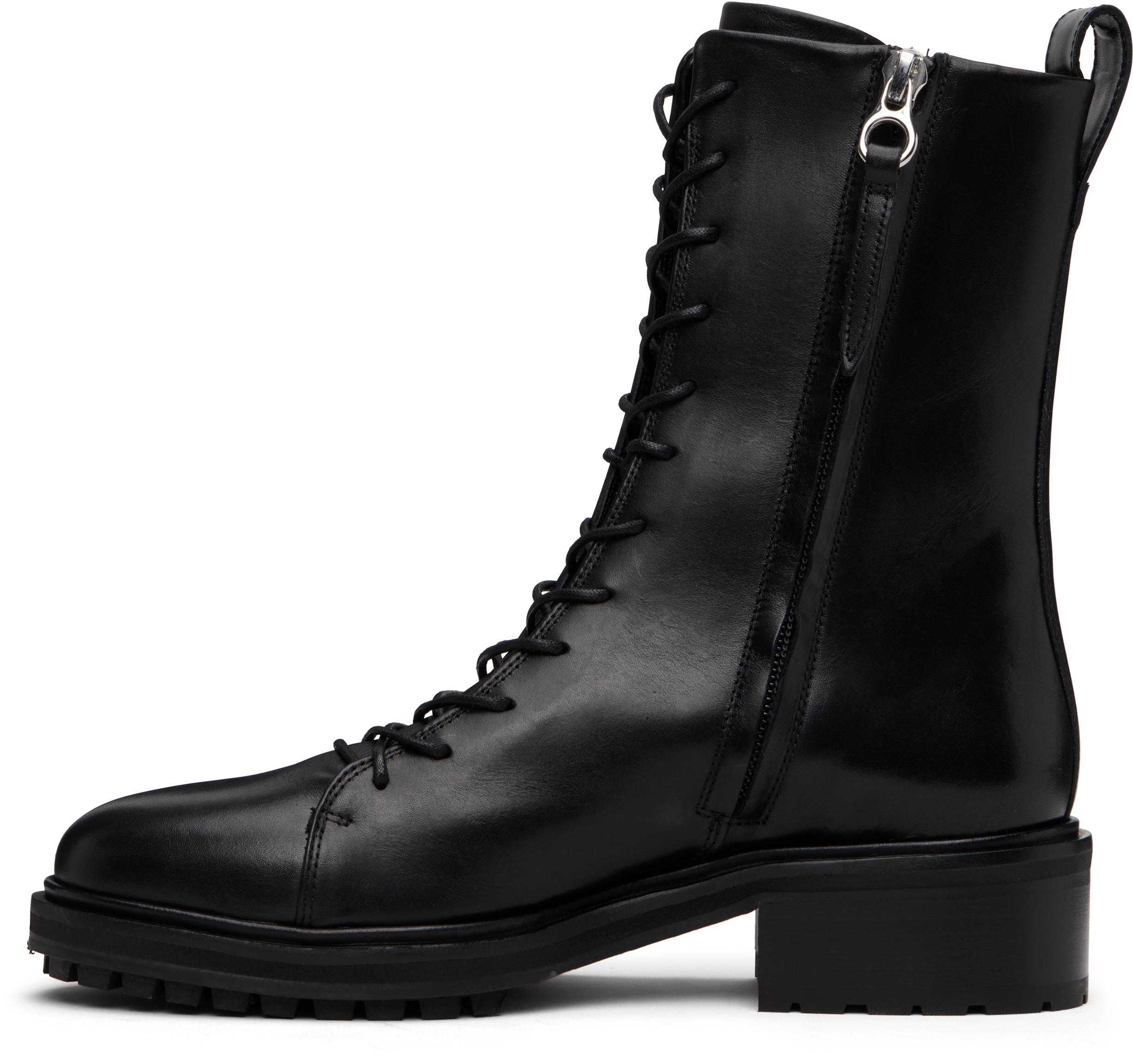 Aeyde Black Isa Leather Lace-up Ankle Boots In Black