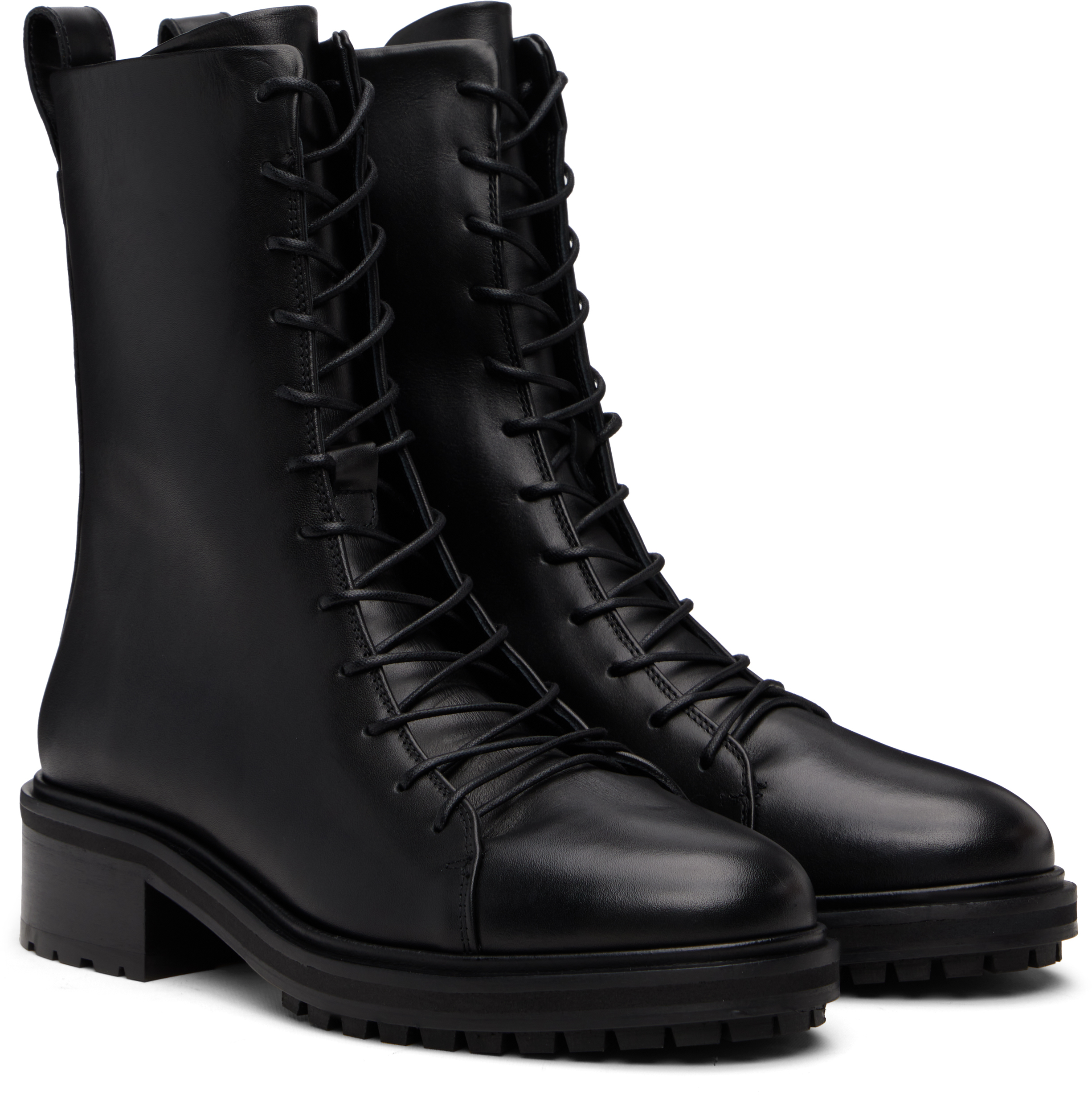 Aeyde Black Isa Leather Lace-up Ankle Boots In Black