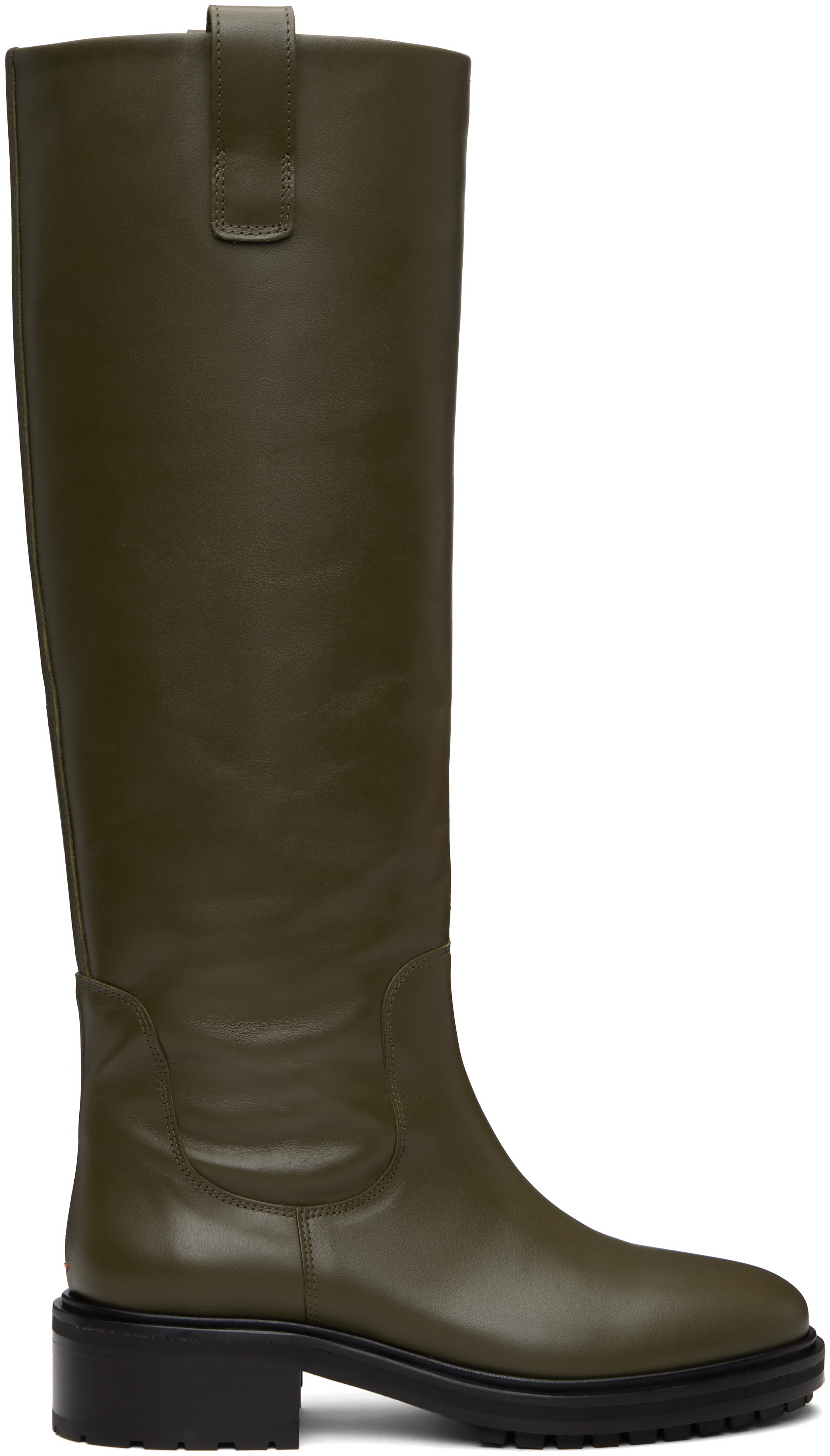 Aeyde Khaki Henry Leather Knee-high Boots In Multi