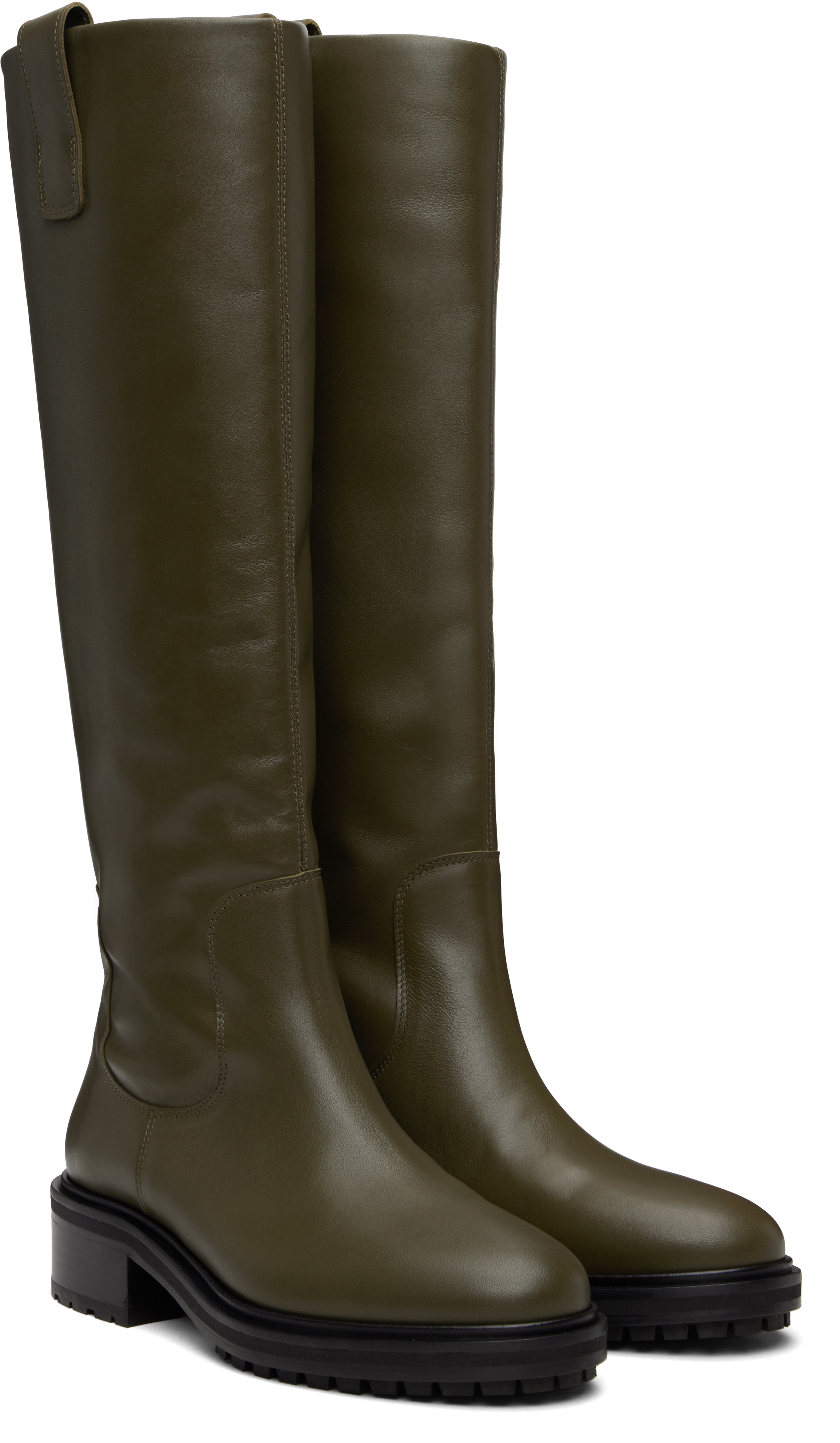 Aeyde Khaki Henry Leather Knee-high Boots In Multi
