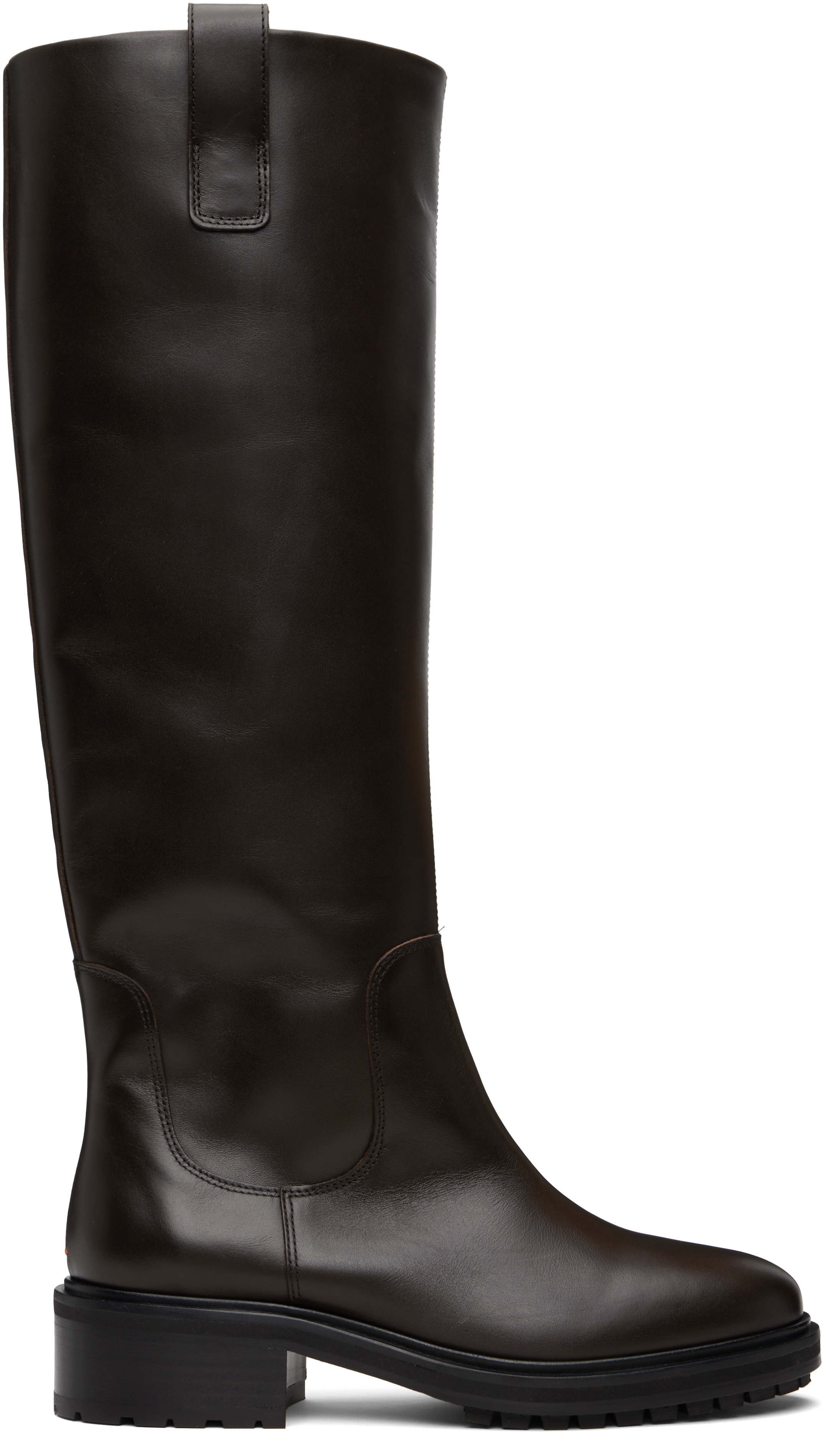 Aeyde Brown Henry Leather Knee-high Boots In Brown