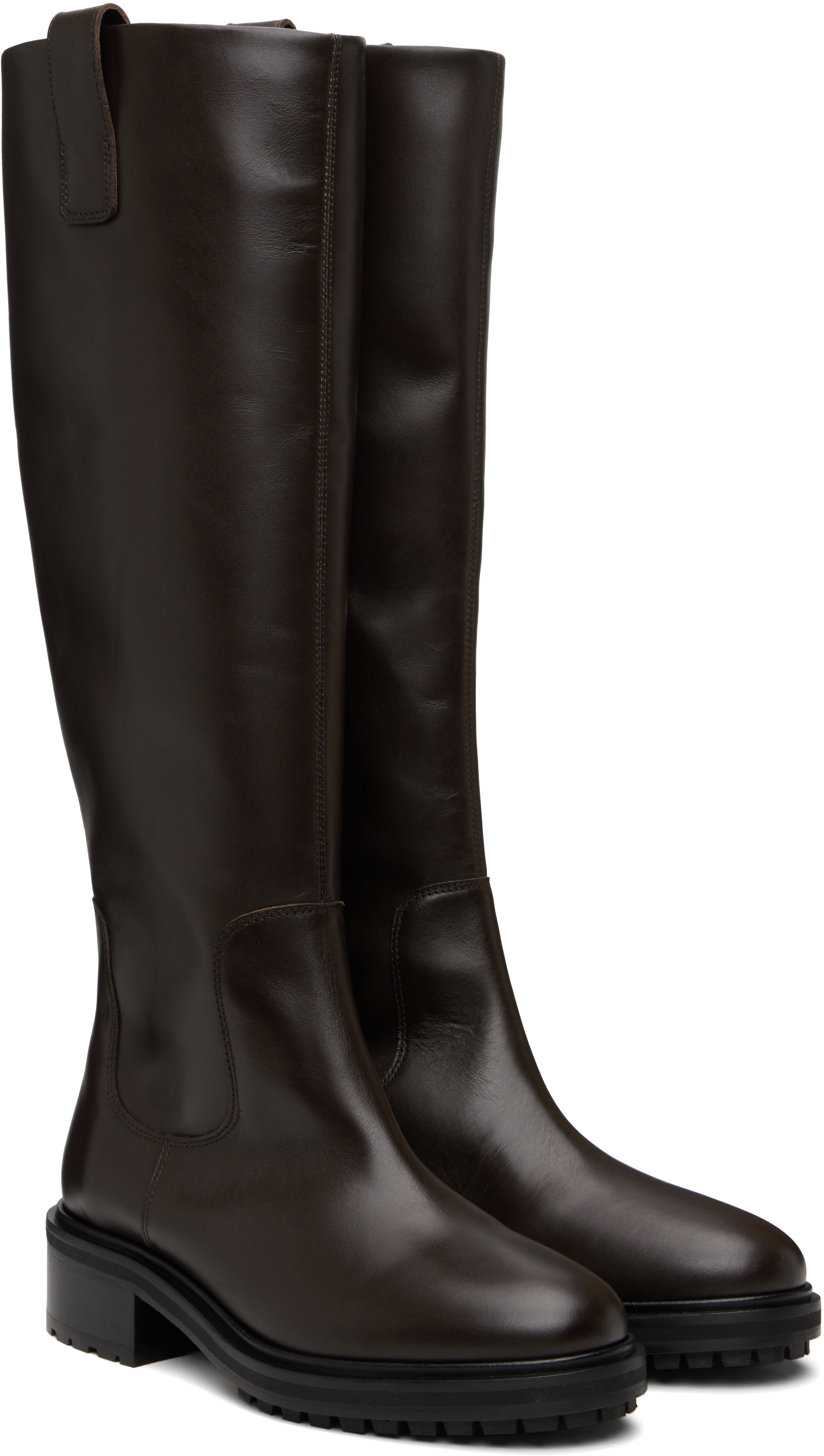 Aeyde Brown Henry Leather Knee-high Boots In Brown