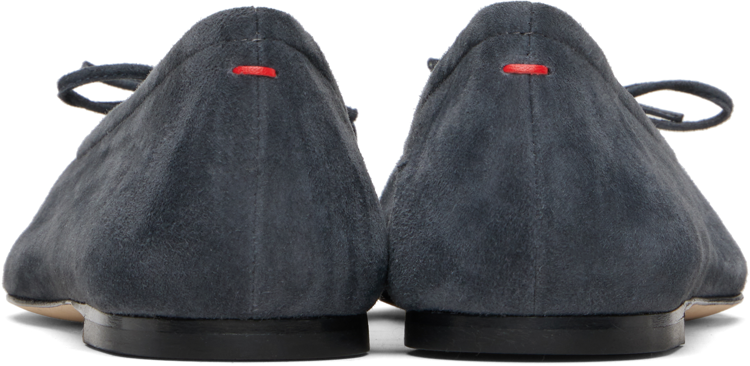 Aeyde Bow-detail Square-toe Flats In Gray