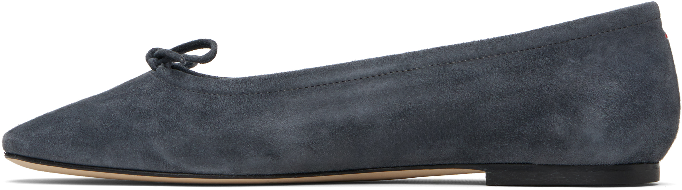 Aeyde Bow-detail Square-toe Flats In Gray