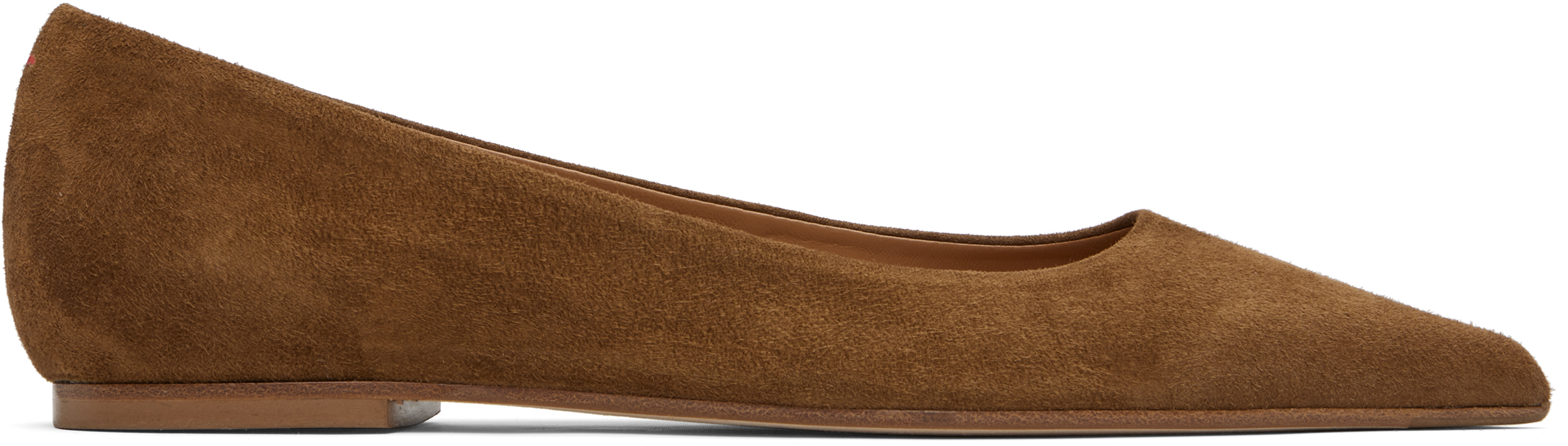 Tan Cassy Pointed-Toe Suede Ballerina Flats