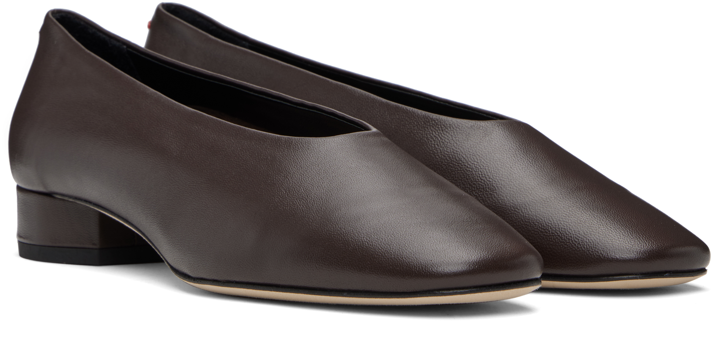 Aeyde Brown Delia Leather Ballerina Flats In Brown