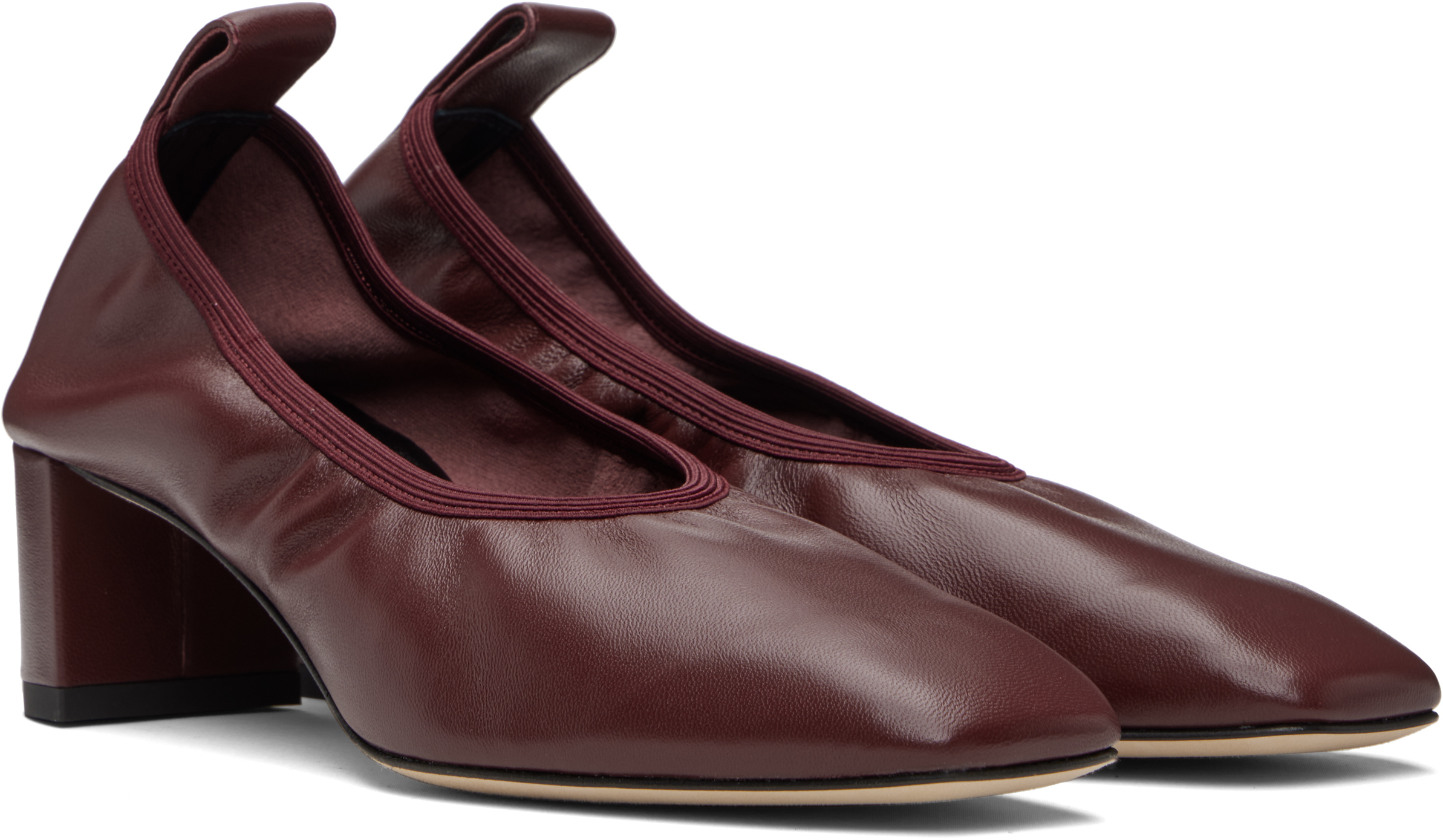 Aeyde Burgundy Narissa Ruched Heels In Multi
