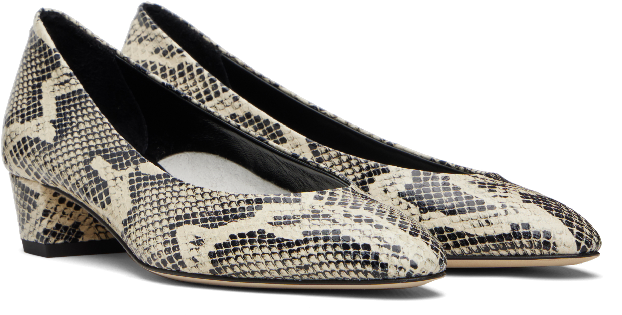 Aeyde Helia 35 Python-effect Leather Pumps In White