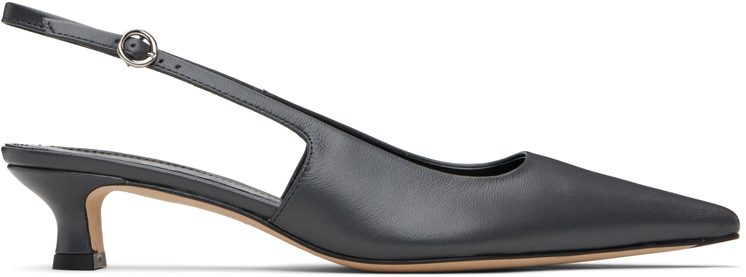 Aeyde Catrina Leather Kitten-heel Slingback Pumps In Black