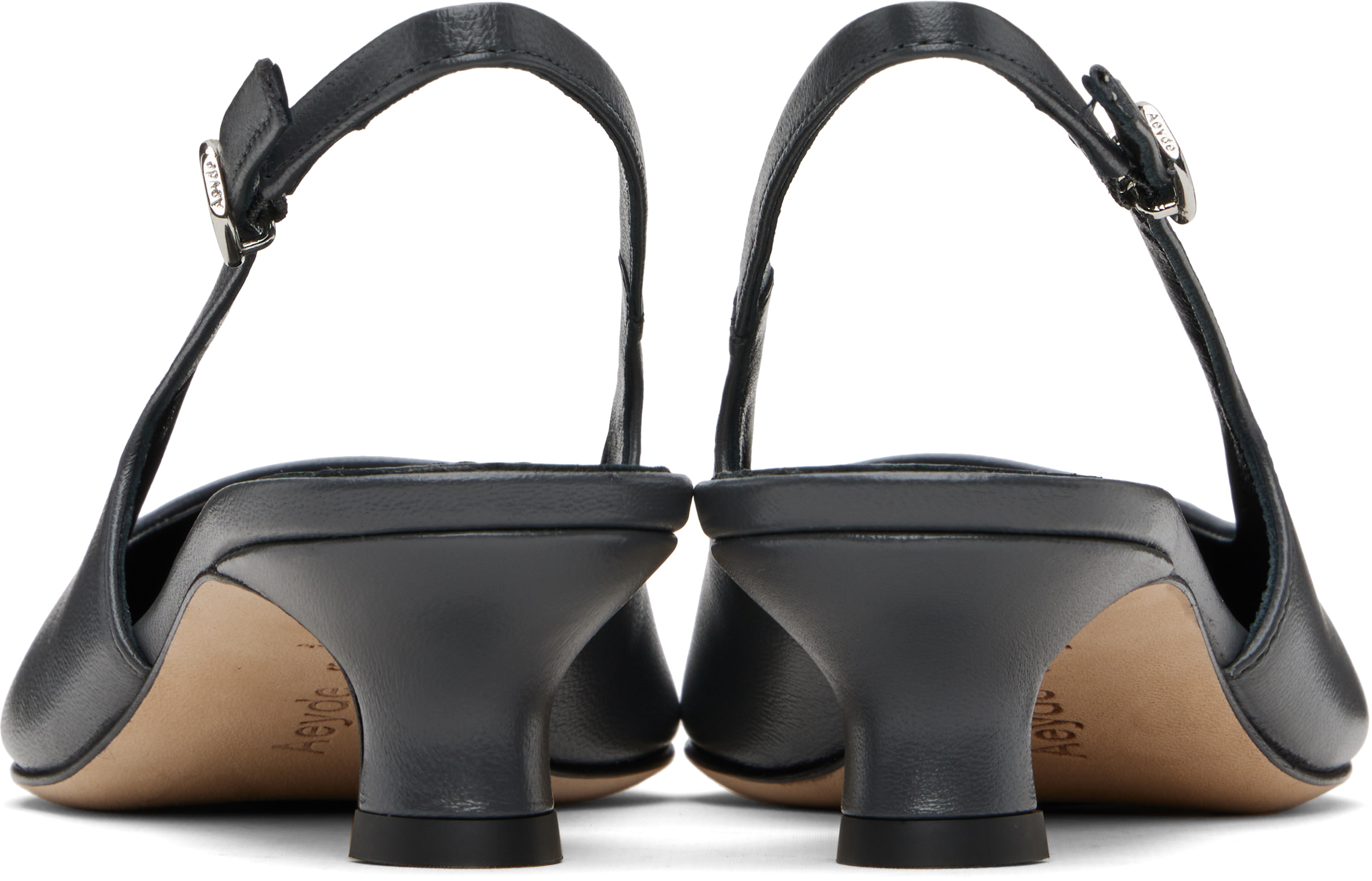Aeyde Catrina Leather Kitten-heel Slingback Pumps In Black