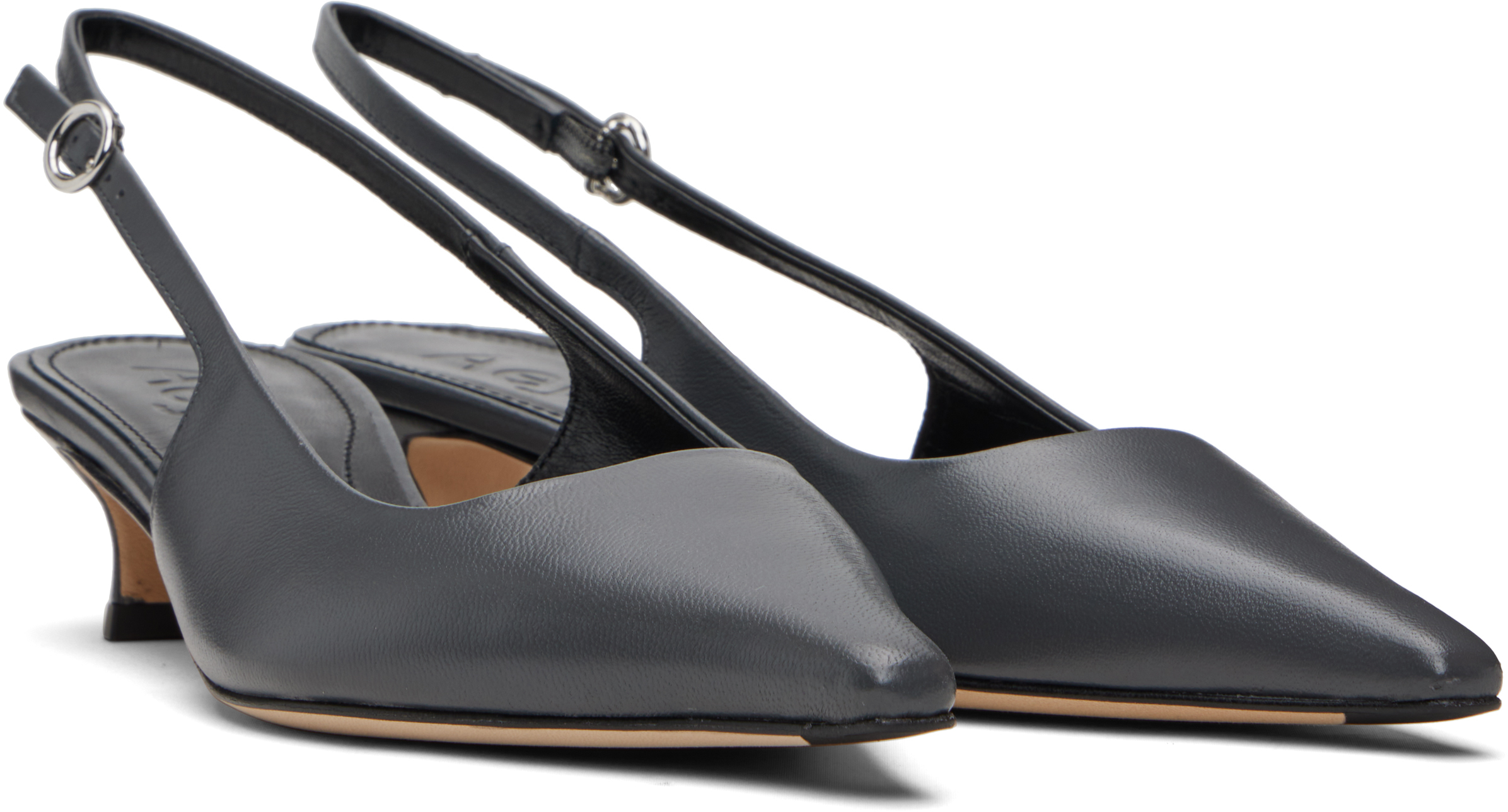 Aeyde Catrina Leather Kitten-heel Slingback Pumps In Black
