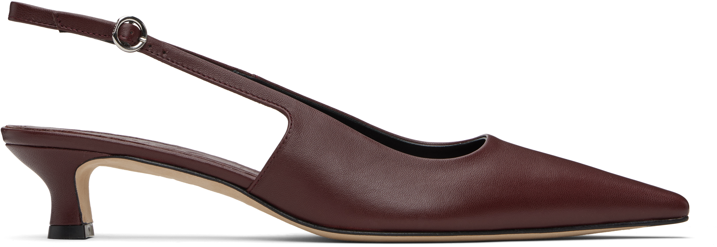 Aeyde Buckle Detail Kitten Heel Pointed Toe Pumps In Red