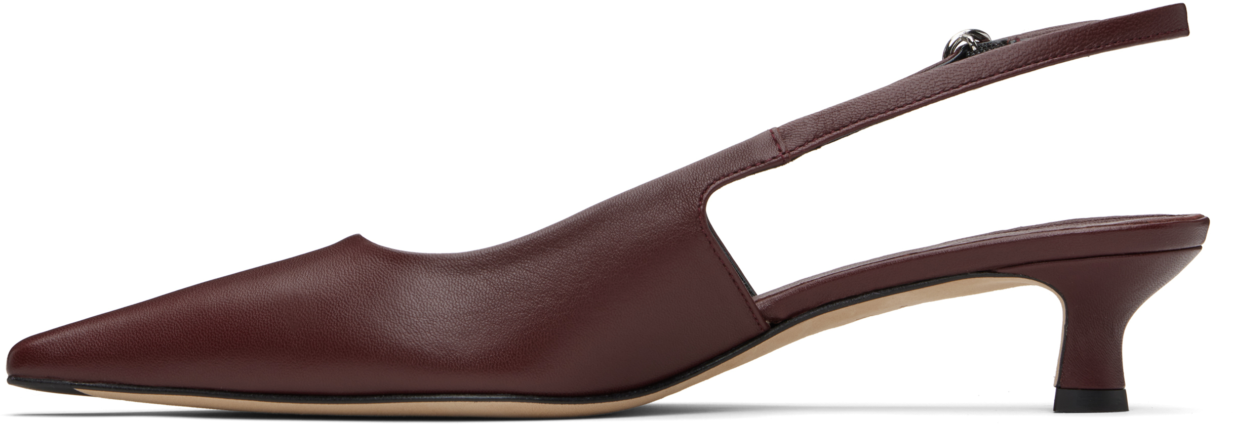 Aeyde Buckle Detail Kitten Heel Pointed Toe Pumps In Red