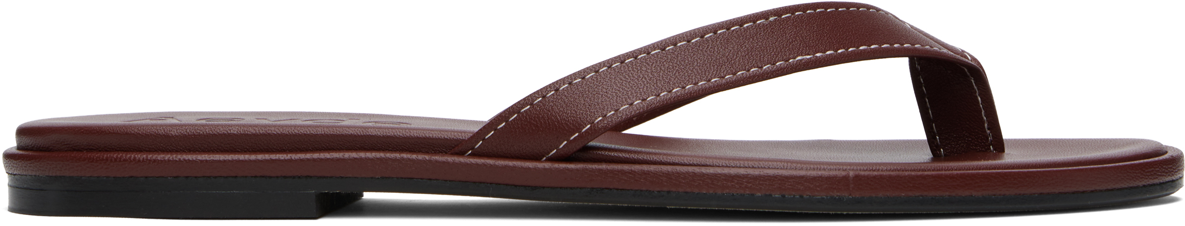 Burgundy Melody Leather Toe-Post Flip-Flops