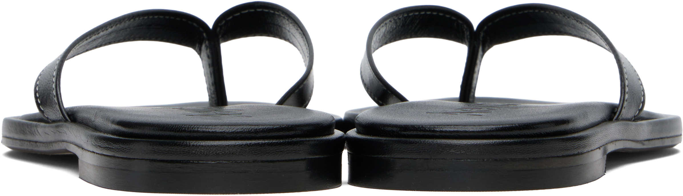 Shop Aeyde Black Melody Leather Toe-post Flip-flops