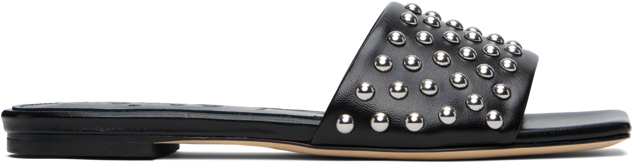 Black Anna Studded Leather Sandals