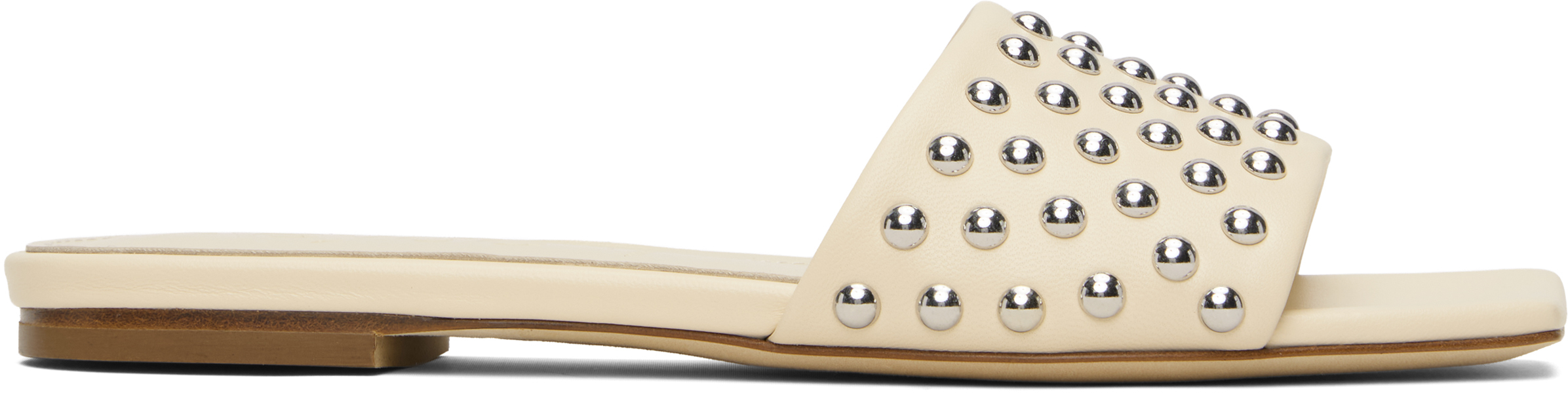 Beige Anna Studded Leather Sandals