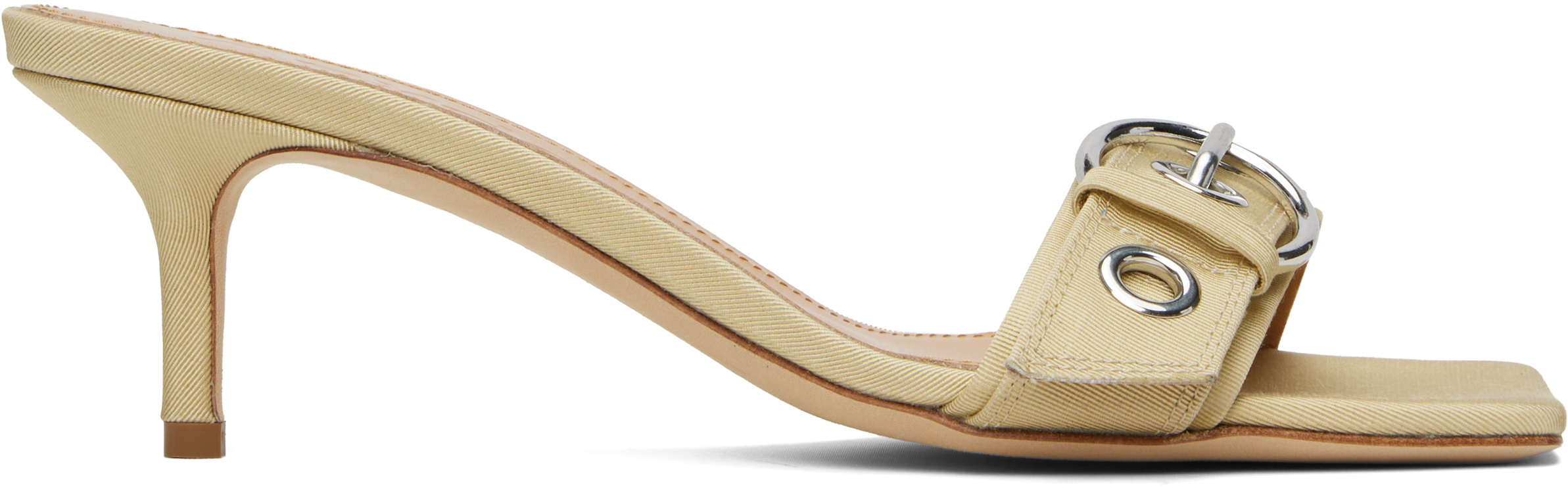 Beige Ilvy Eyelet Grosgrain Mules