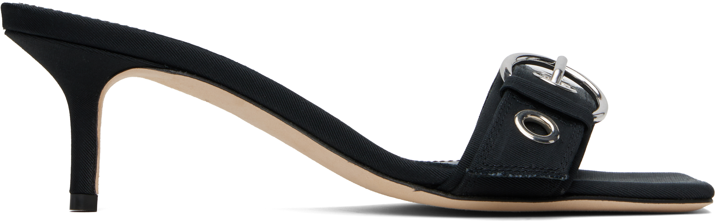 Black Ilvy Eyelet Grosgrain Mules