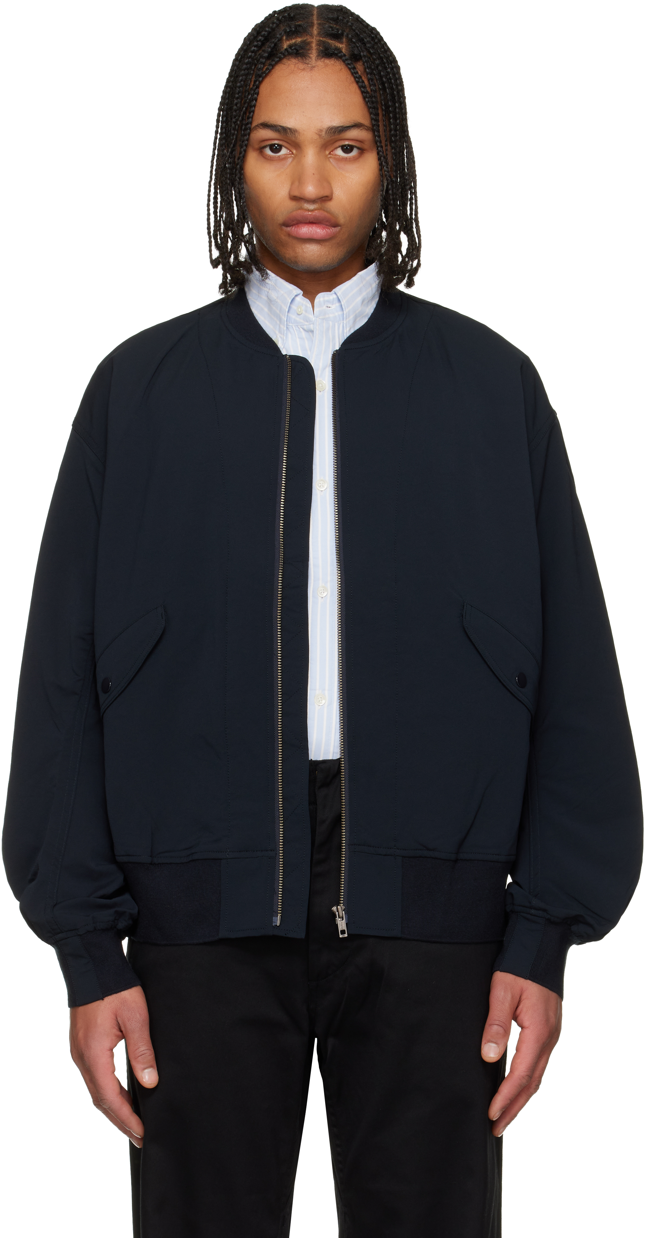 Nanamica Navy Alphadry Field Bomber Jacket In Blue