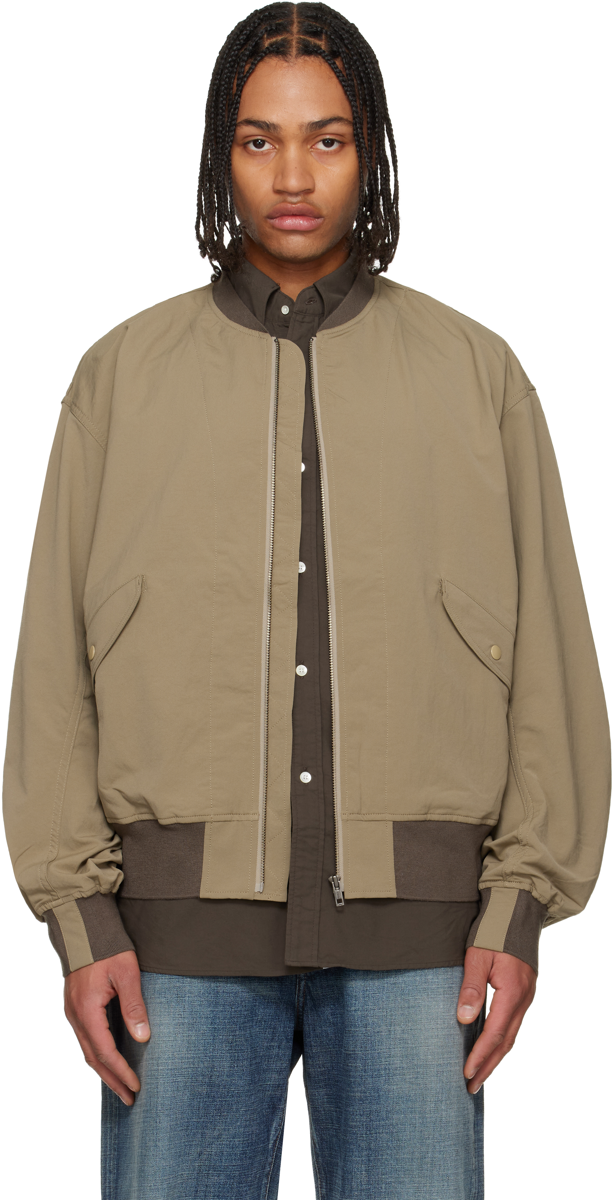 Nanamica Taupe Alphadry Field Bomber Jacket In Brown