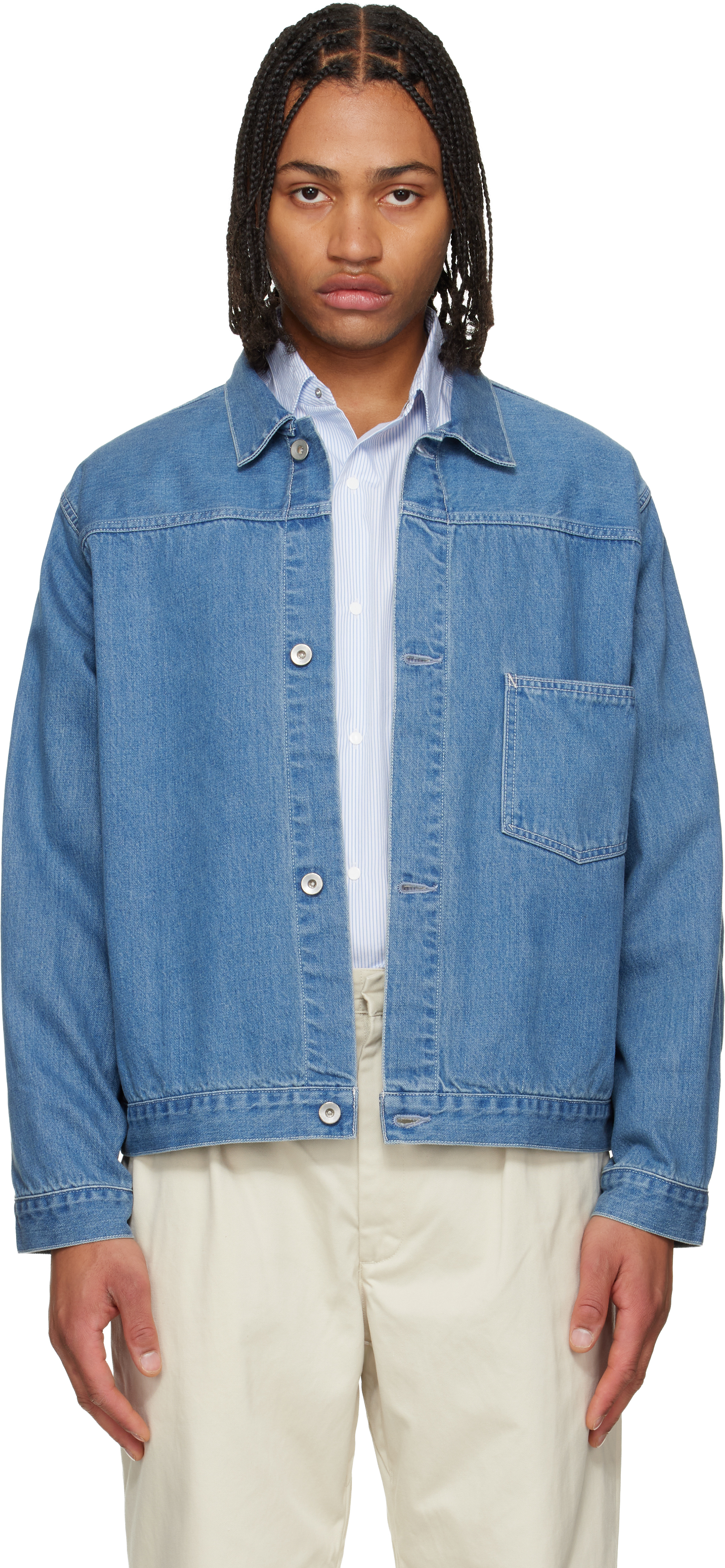 Nanamica Blue Short Denim Jacket In Purple