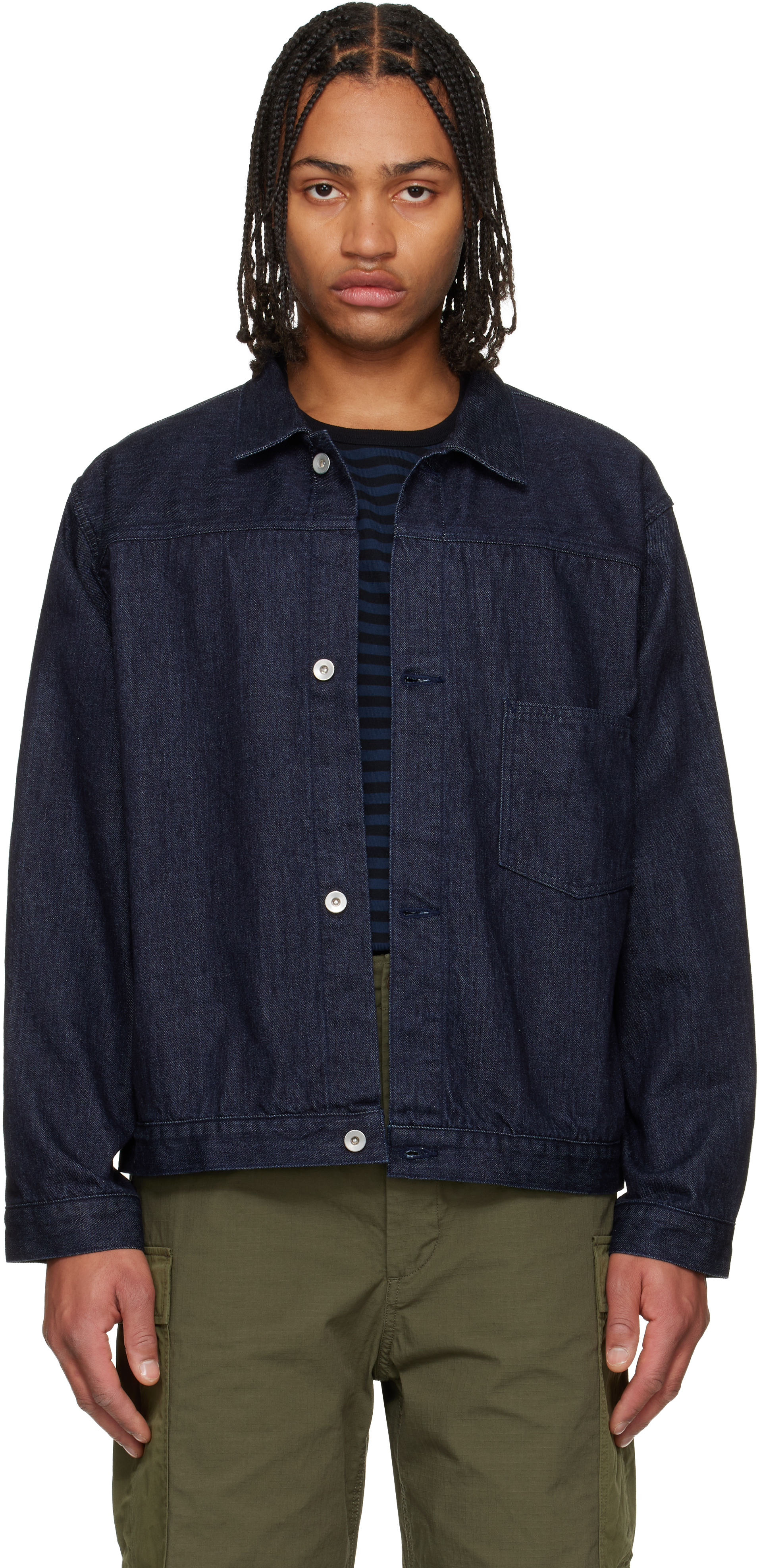 Nanamica Navy Short Denim Jacket In Purple