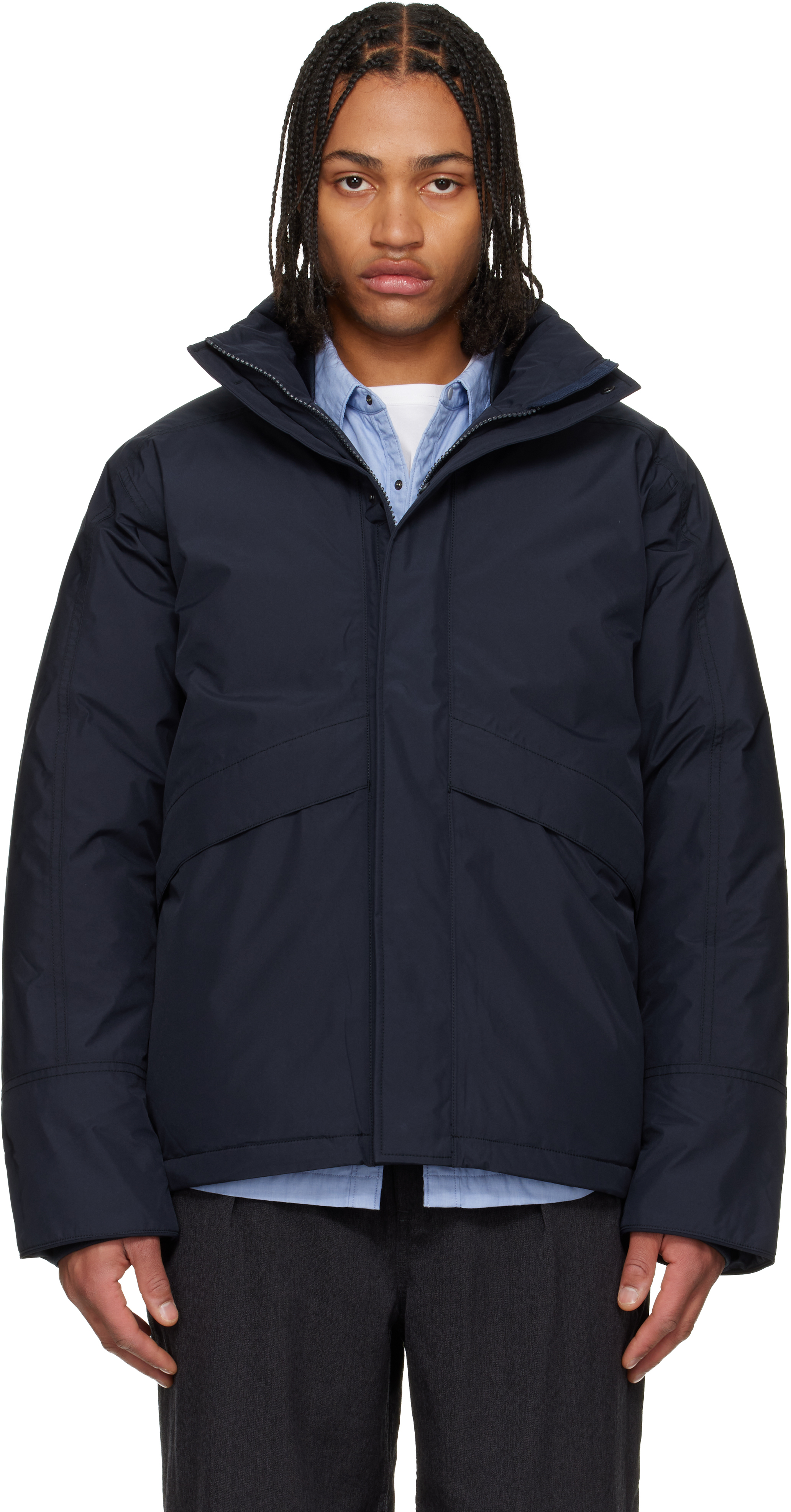 Nanamica Navy Gore-tex Short Down Jacket In Blue