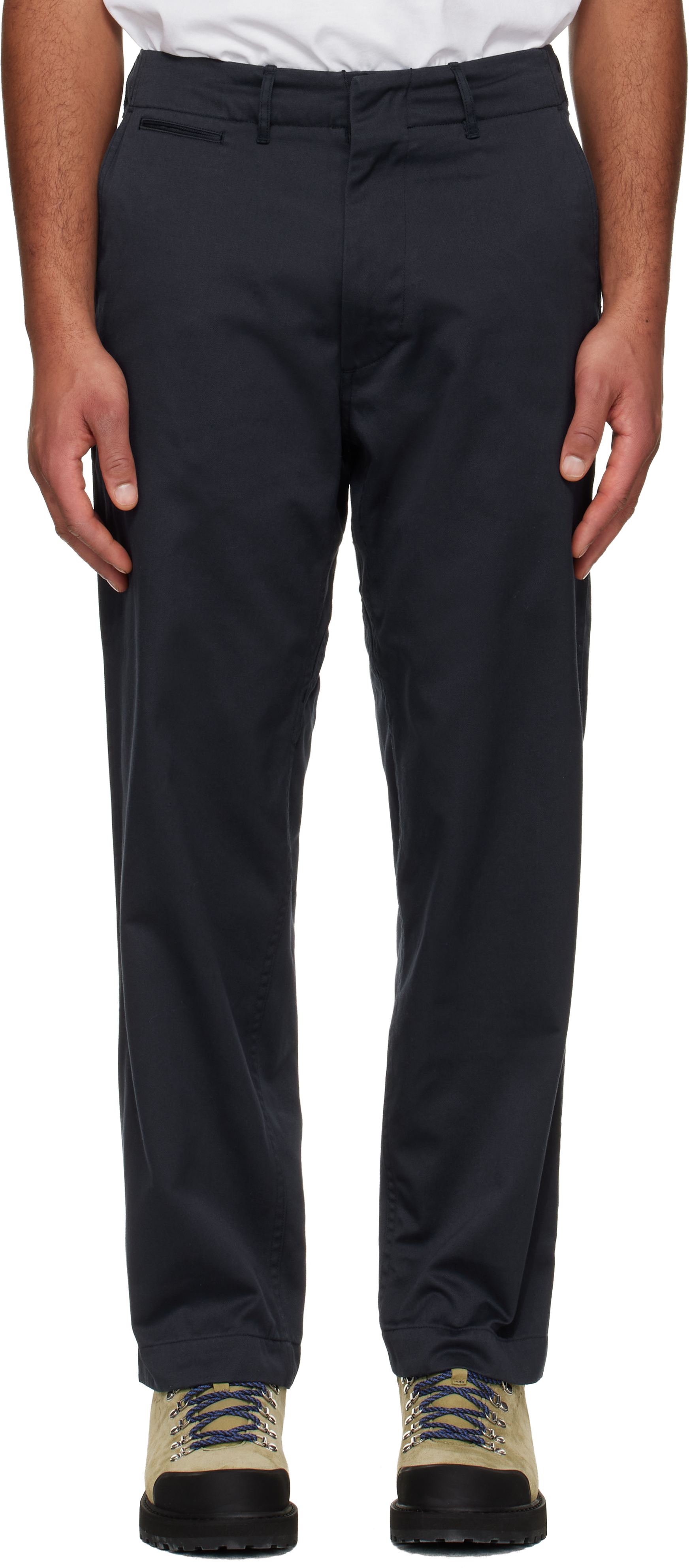 Navy Wide Chino Trousers by nanamica on Sale