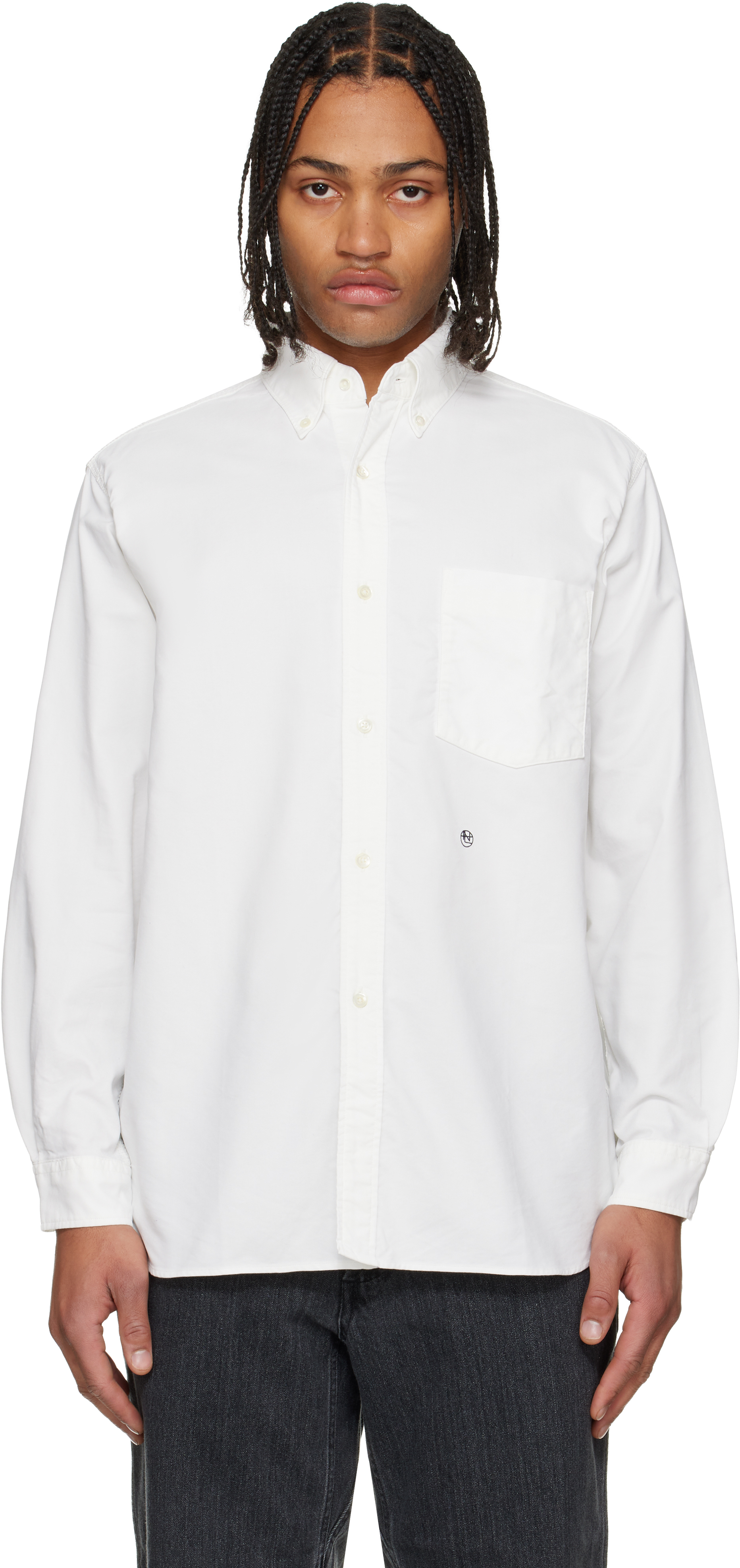 nanamica: ホワイト Wind ボタンダウンシャツ | SSENSE 日本