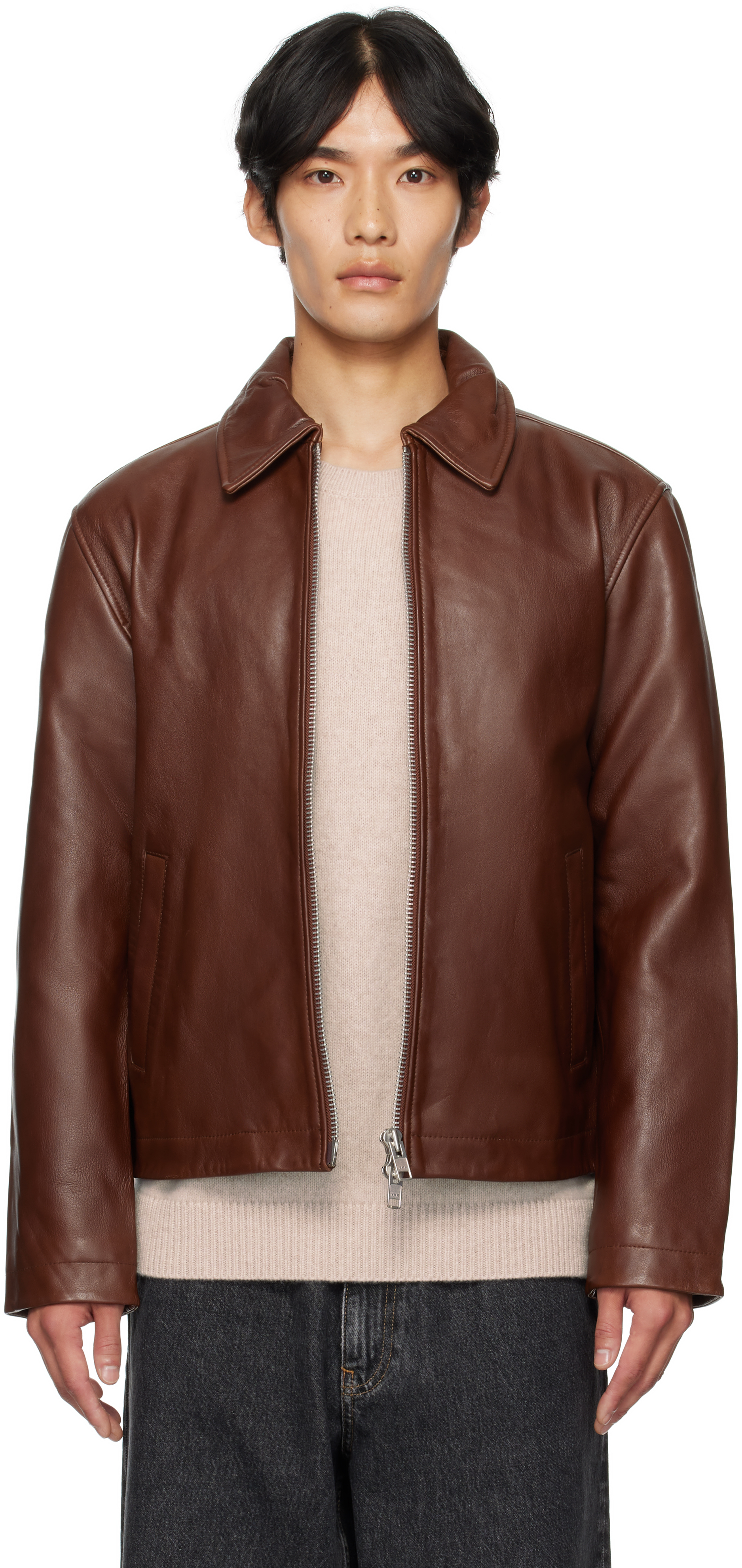 Tan Short Leather Jacket