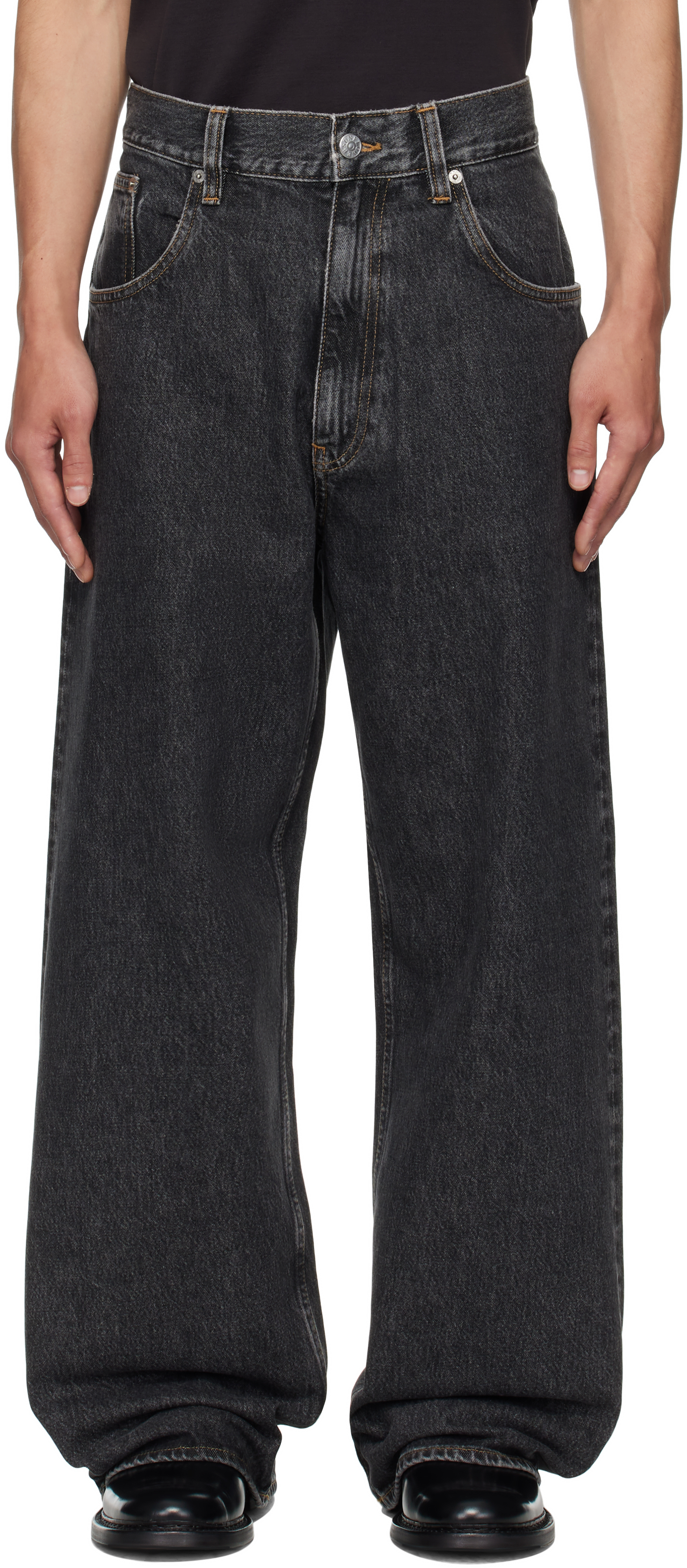 Sunflower: ブラック スーパーワイド ジーンズ | SSENSE 日本