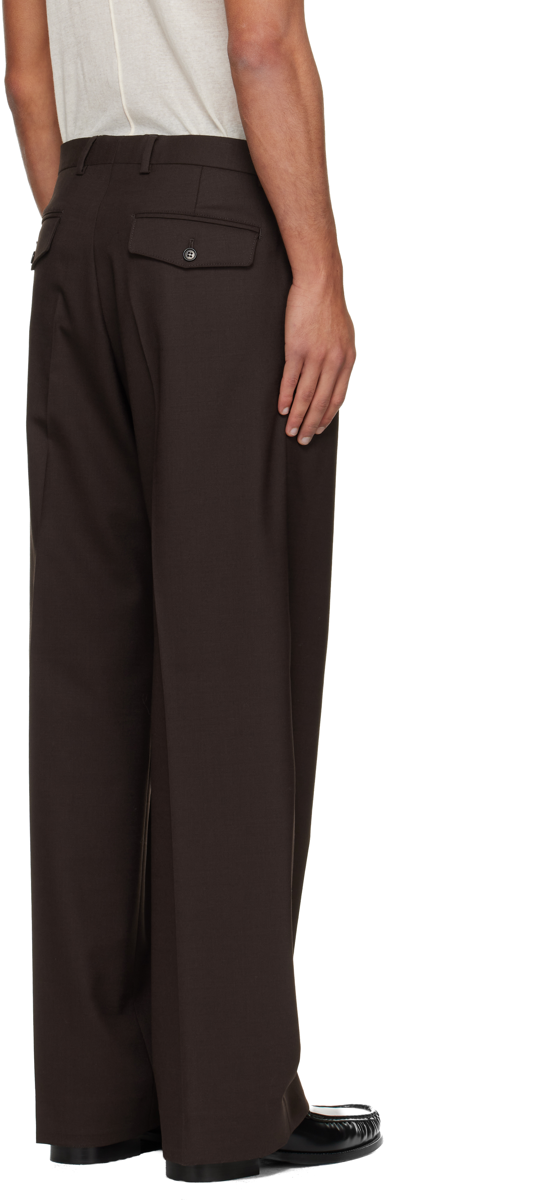Sunflower Brown Wide Pleated Trousers In Brown