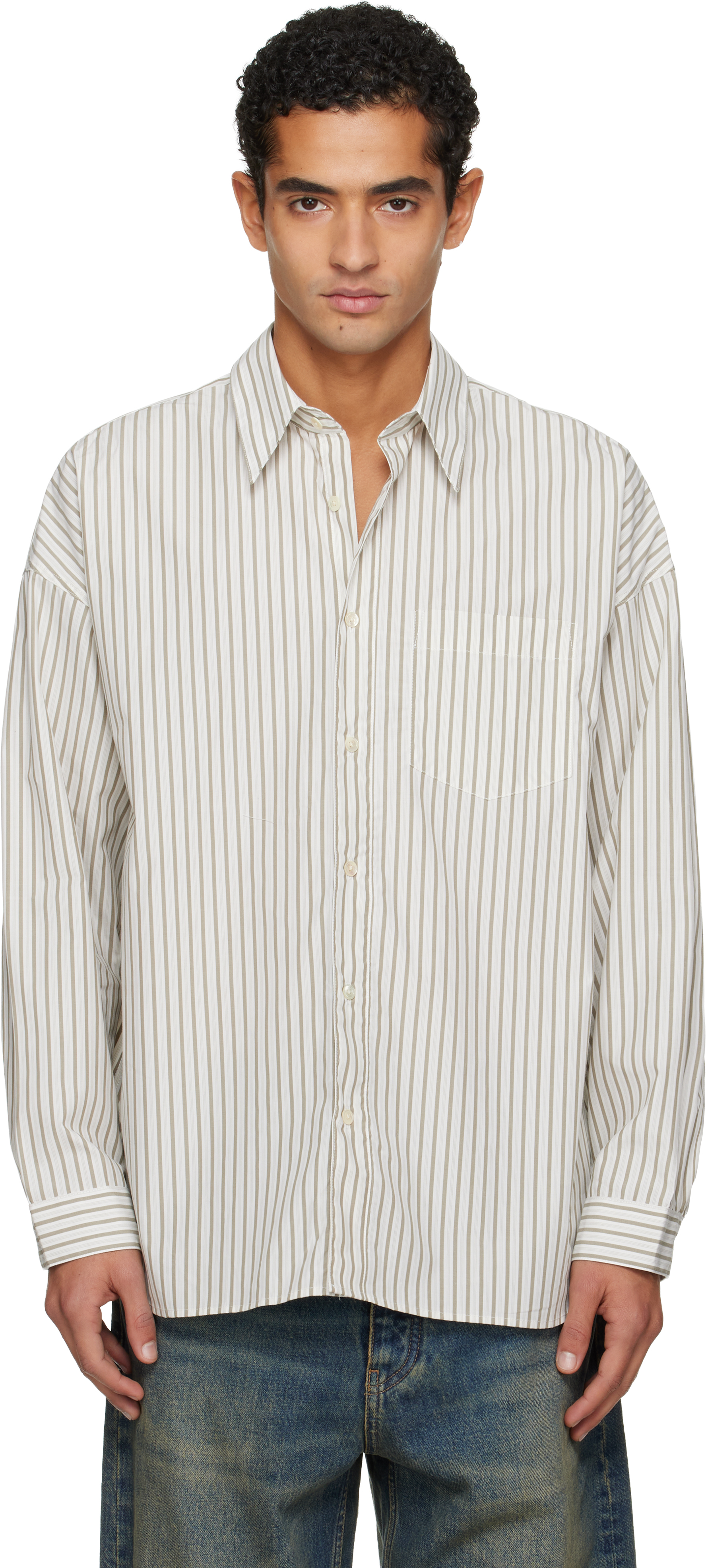 Sunflower White & Khaki Stable Shirt In Multi