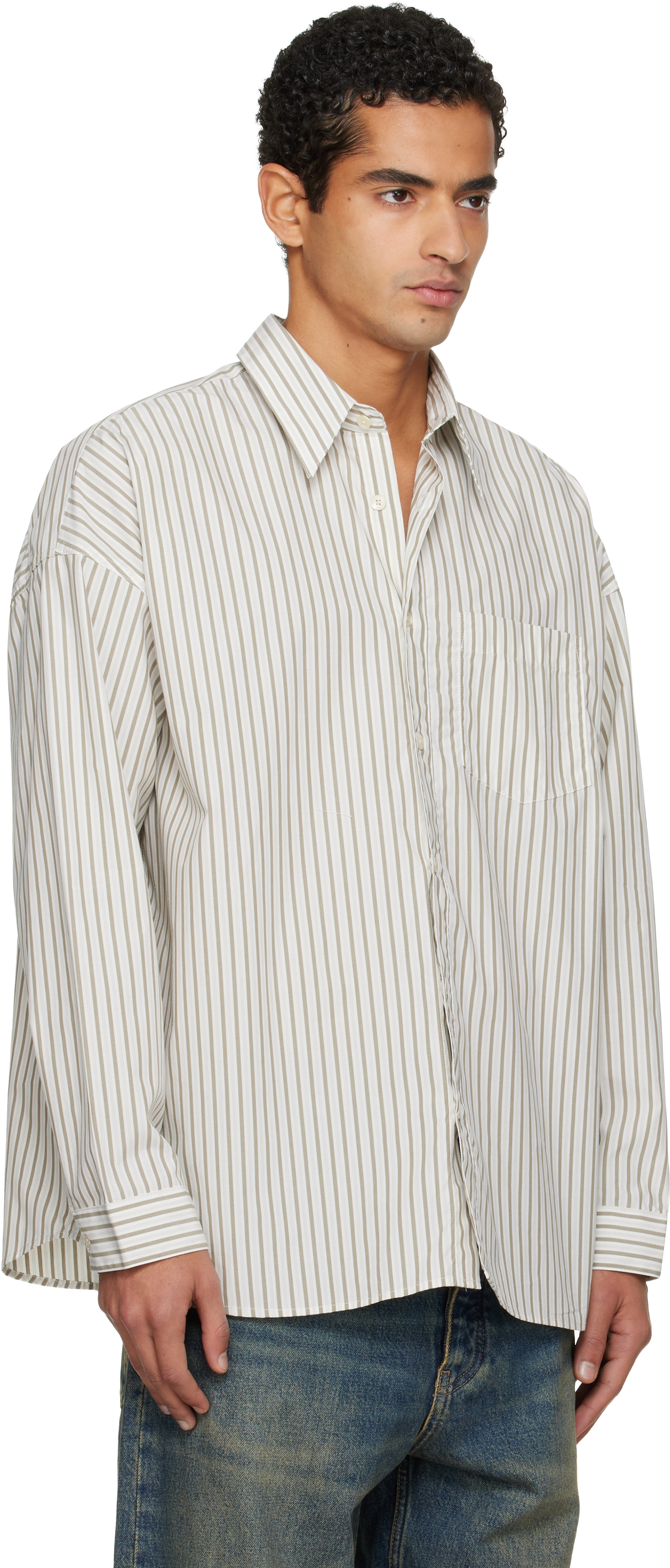 Sunflower White & Khaki Stable Shirt In Multi