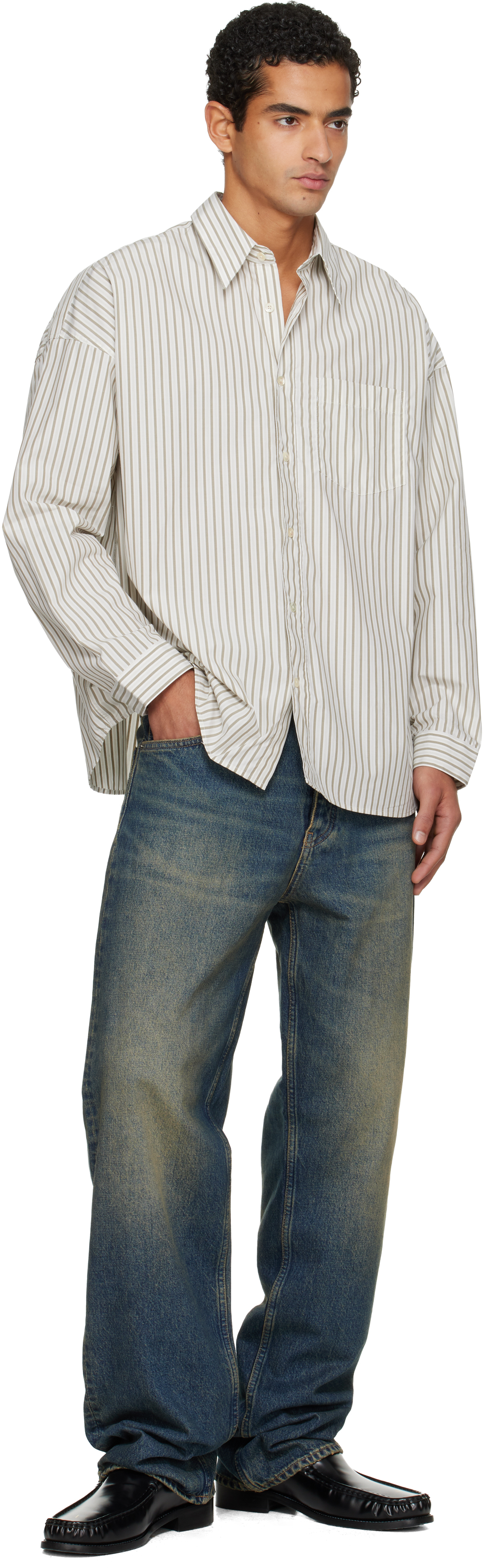 Sunflower White & Khaki Stable Shirt In Multi