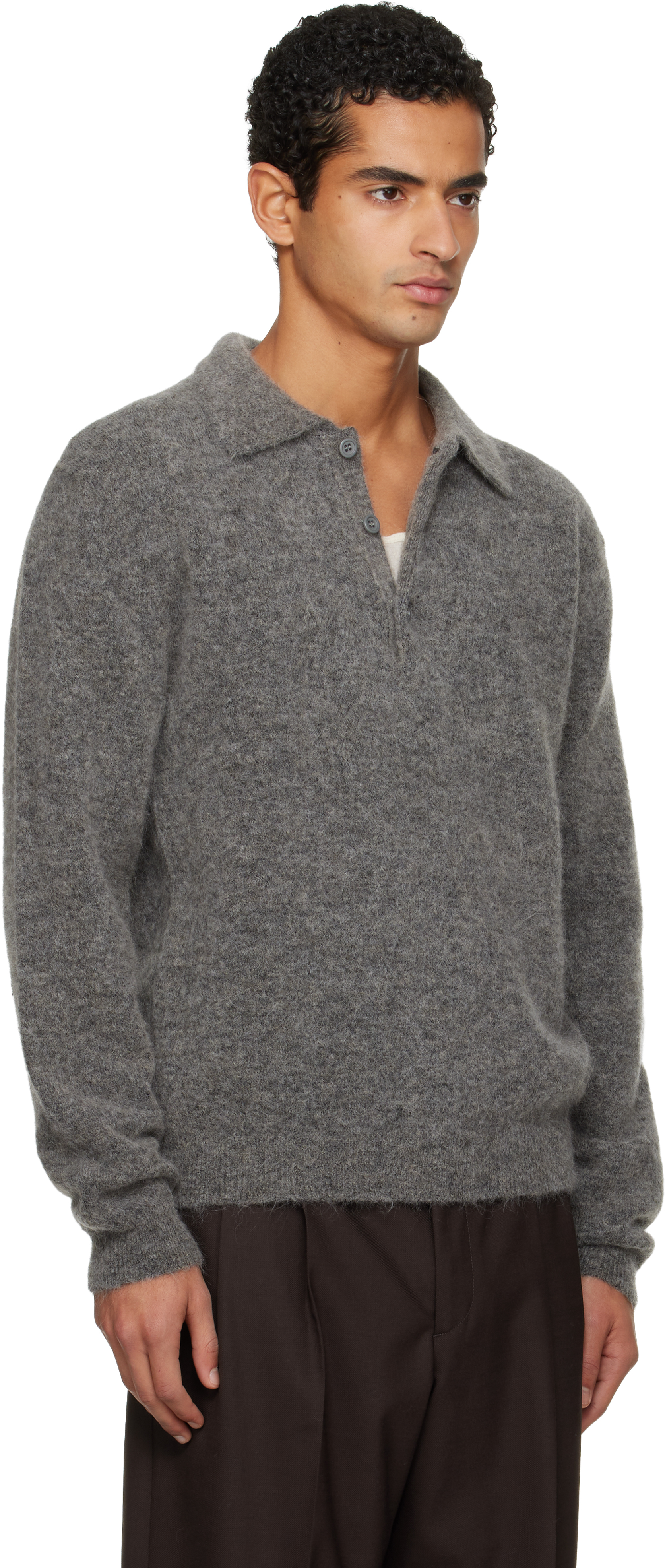 Sunflower Gray Mohair Polo In Gray