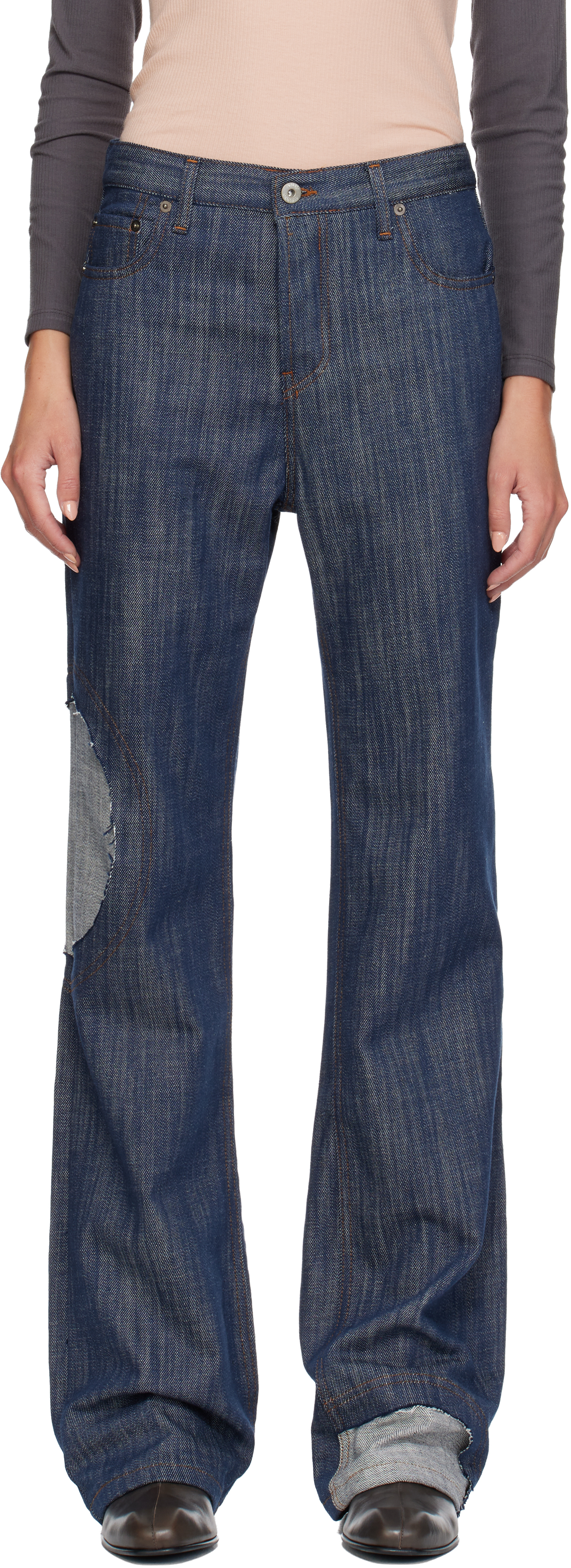 Indigo Circle Window Jeans by Edward Cuming on Sale