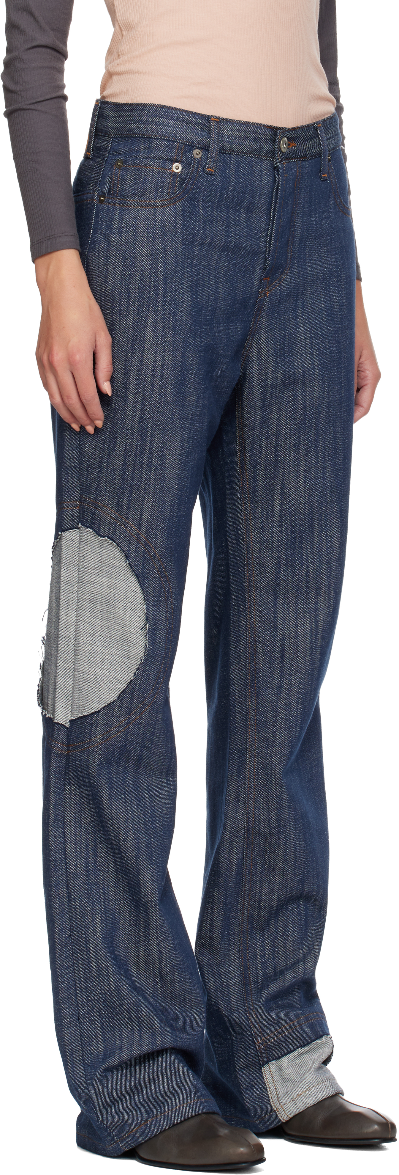 Edward Cuming Indigo Circle Window Jeans In Purple