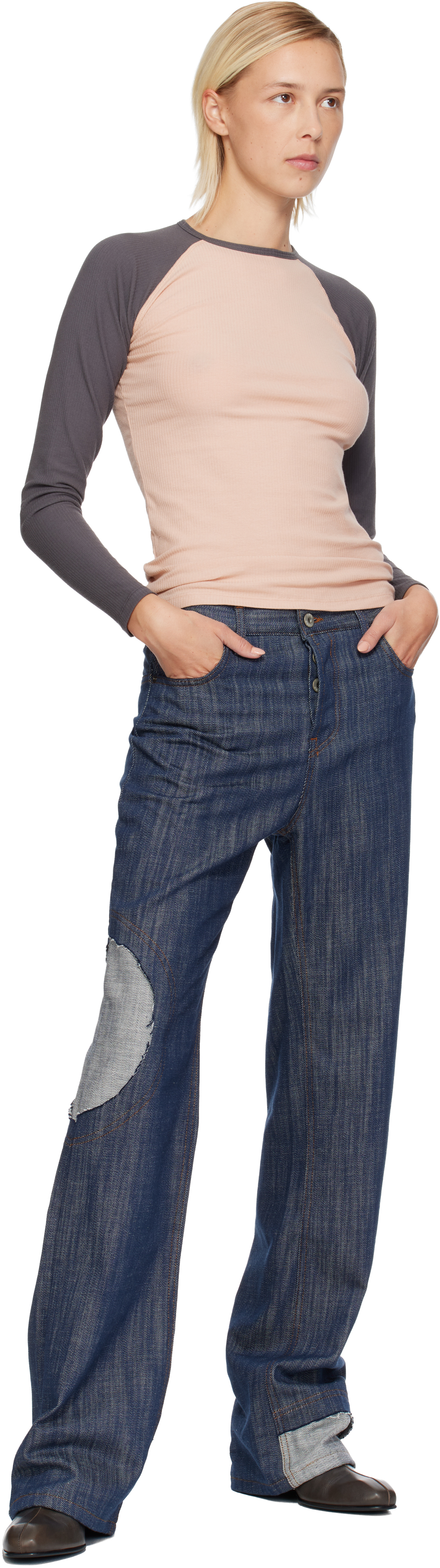 Edward Cuming Indigo Circle Window Jeans In Purple