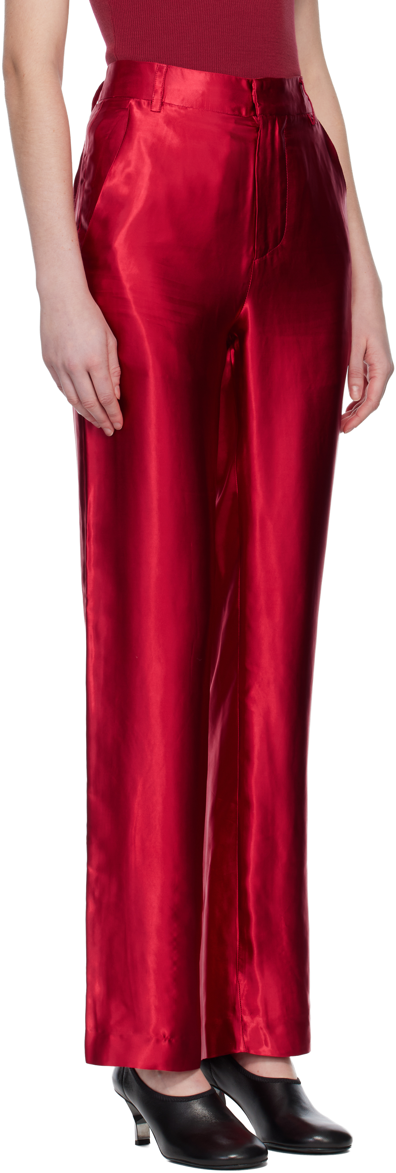 Edward Cuming Red Slink Tailored Trousers In Red