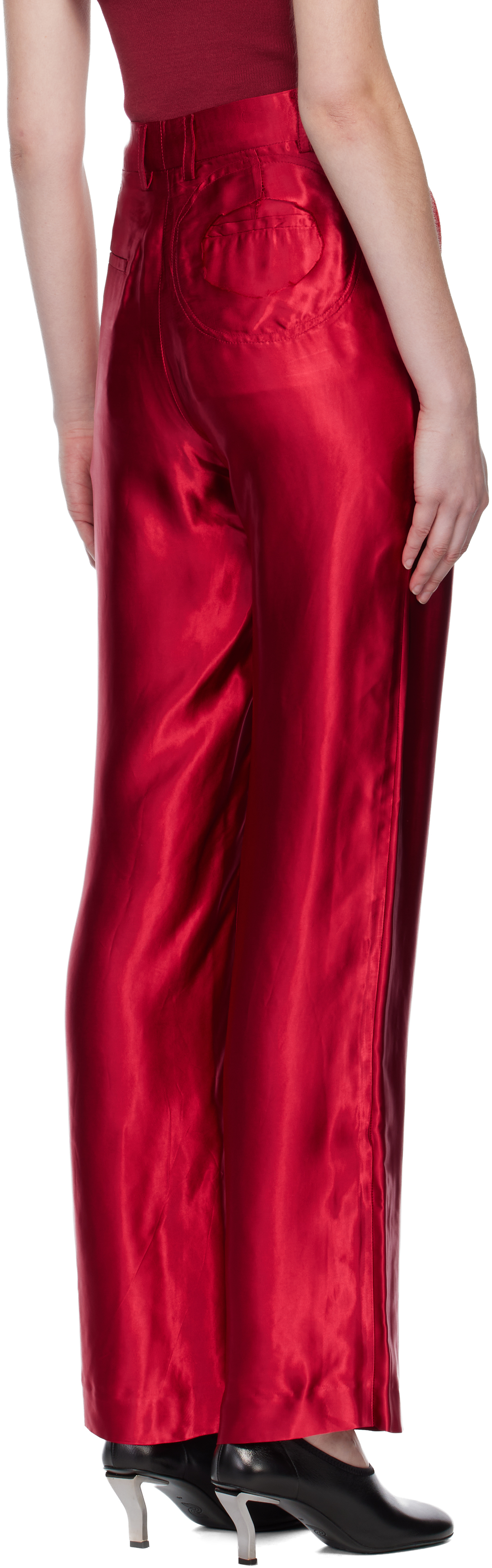 Edward Cuming Red Slink Tailored Trousers In Red
