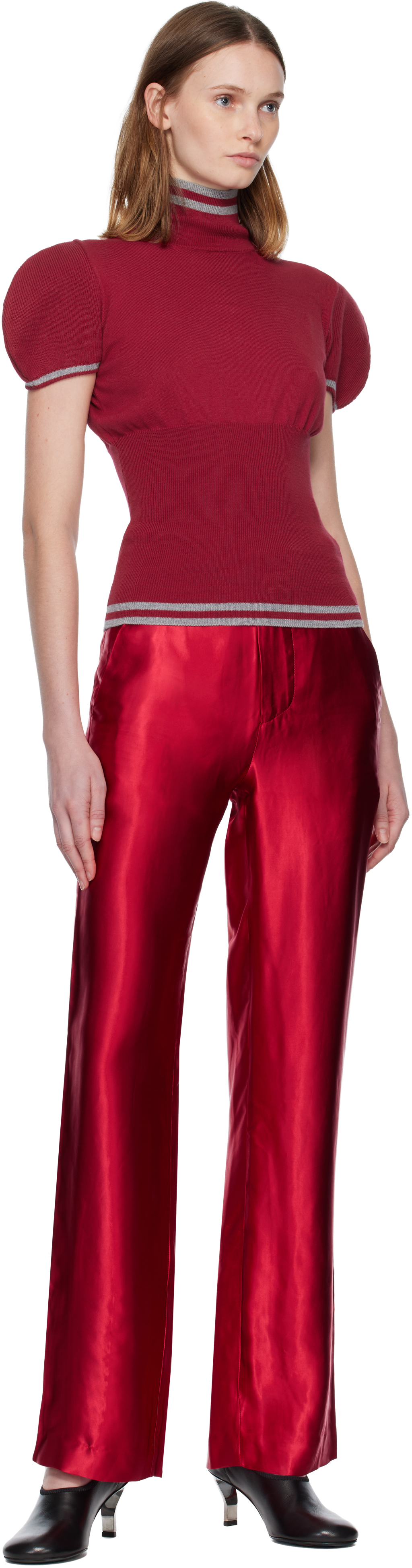 Edward Cuming Red Slink Tailored Trousers In Red