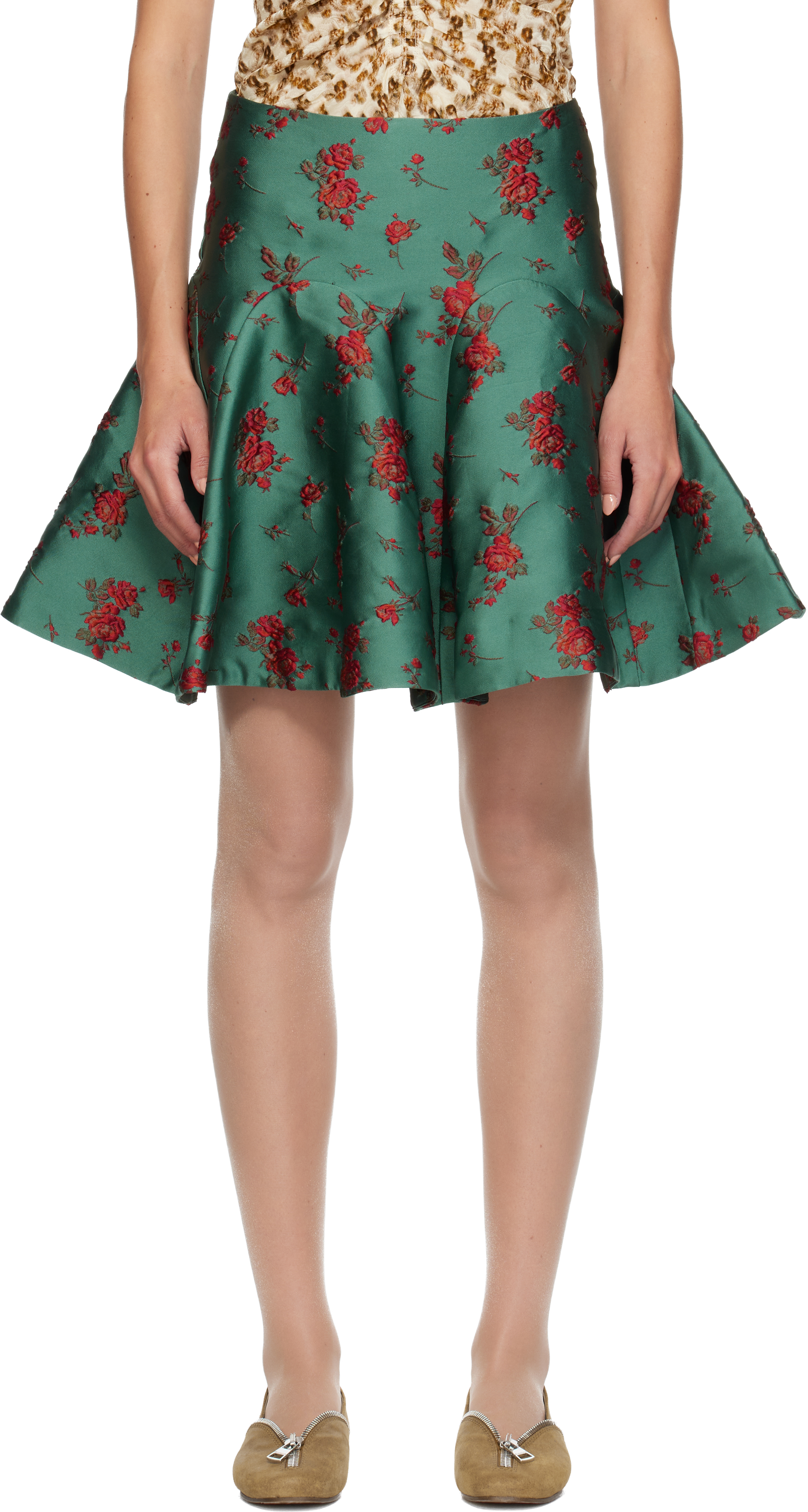 Edward Cuming Green Wallpaper Gala Midi Skirt In Green